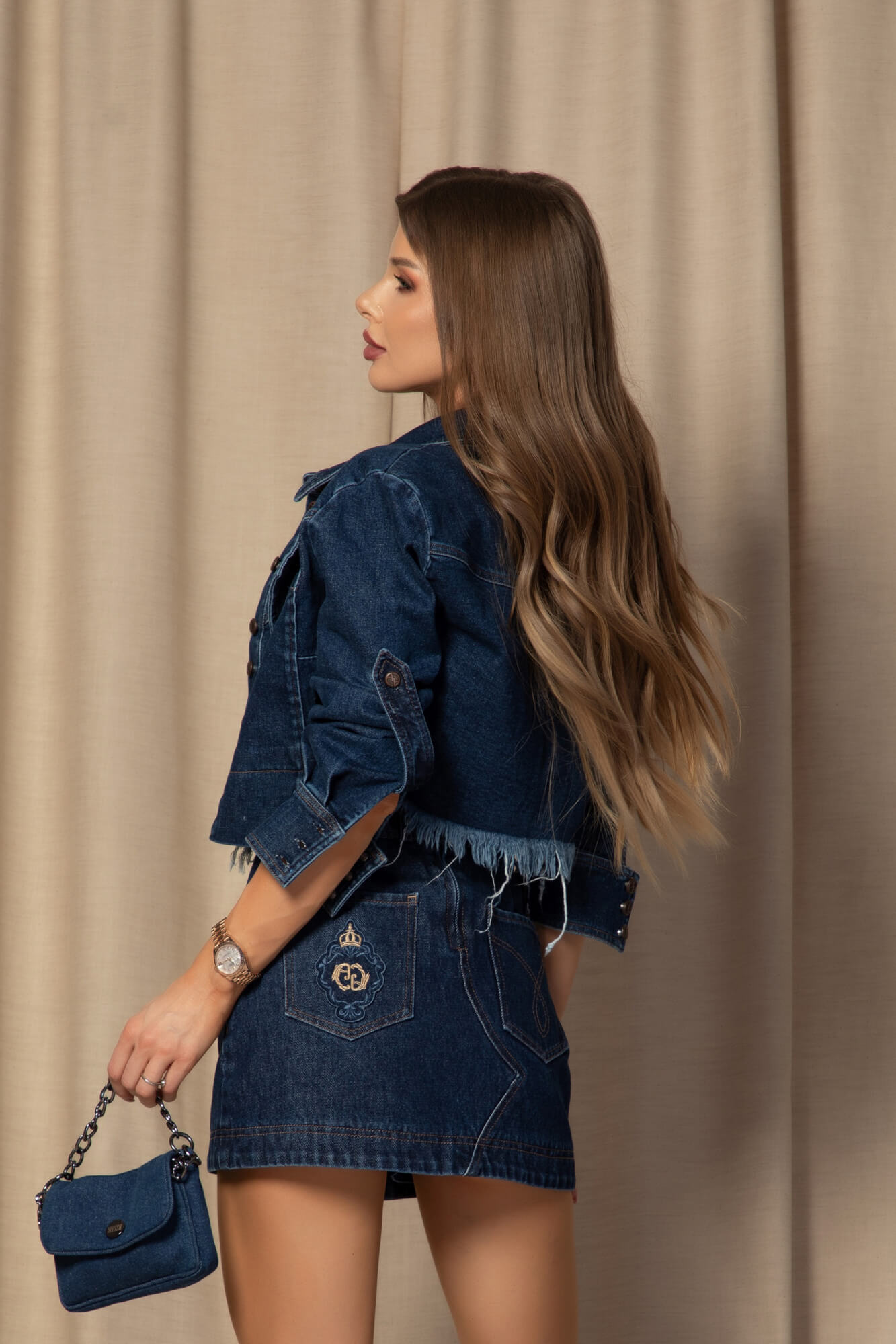 Denim Euphoria Пола-Панталон От Деним - Dark Blue - Изображение 36