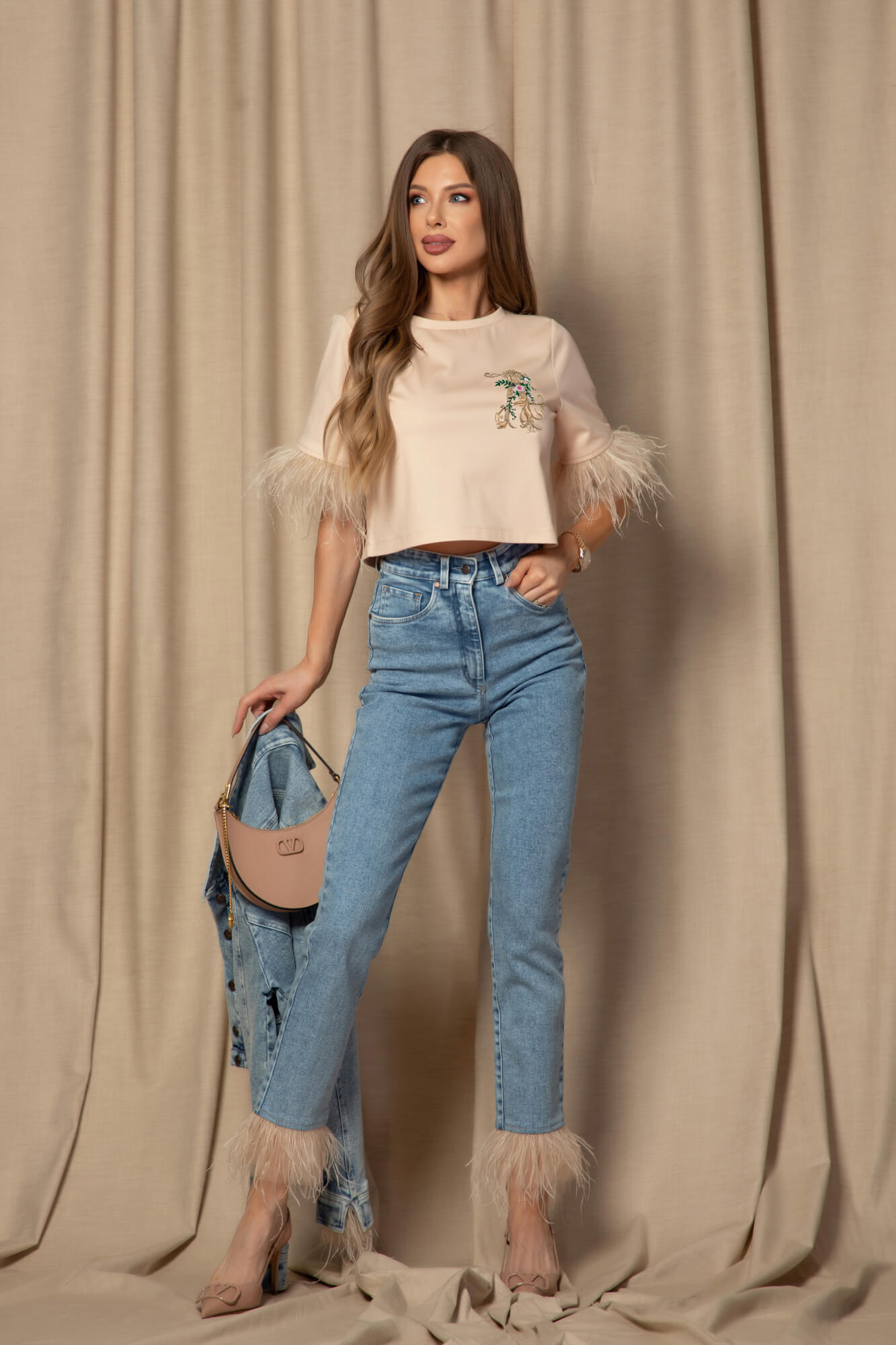 Feathered Aura Къс T-Shirt От Памук -  Soft Shell - Изображение 15