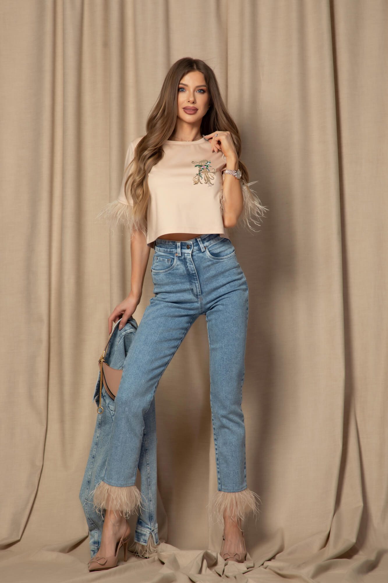 Feathered Aura Къс T-Shirt От Памук -  Soft Shell - Изображение 17