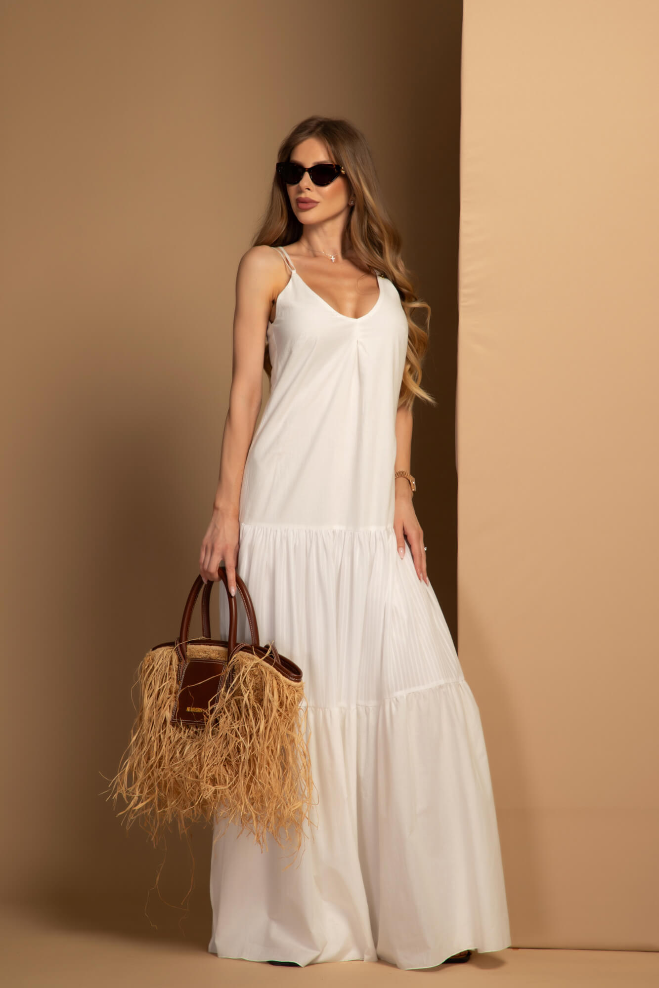 Boho Beauty Дълга Рокля - Ecru - Изображение 12