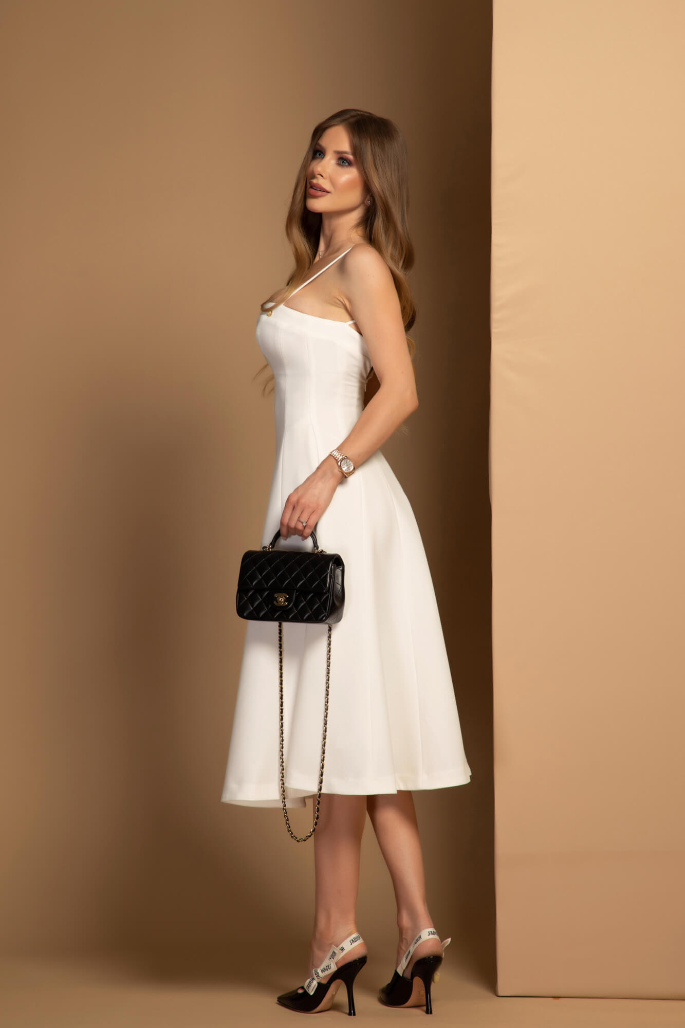 Casual Muse Midi Рокля - Ecru - Изображение 15