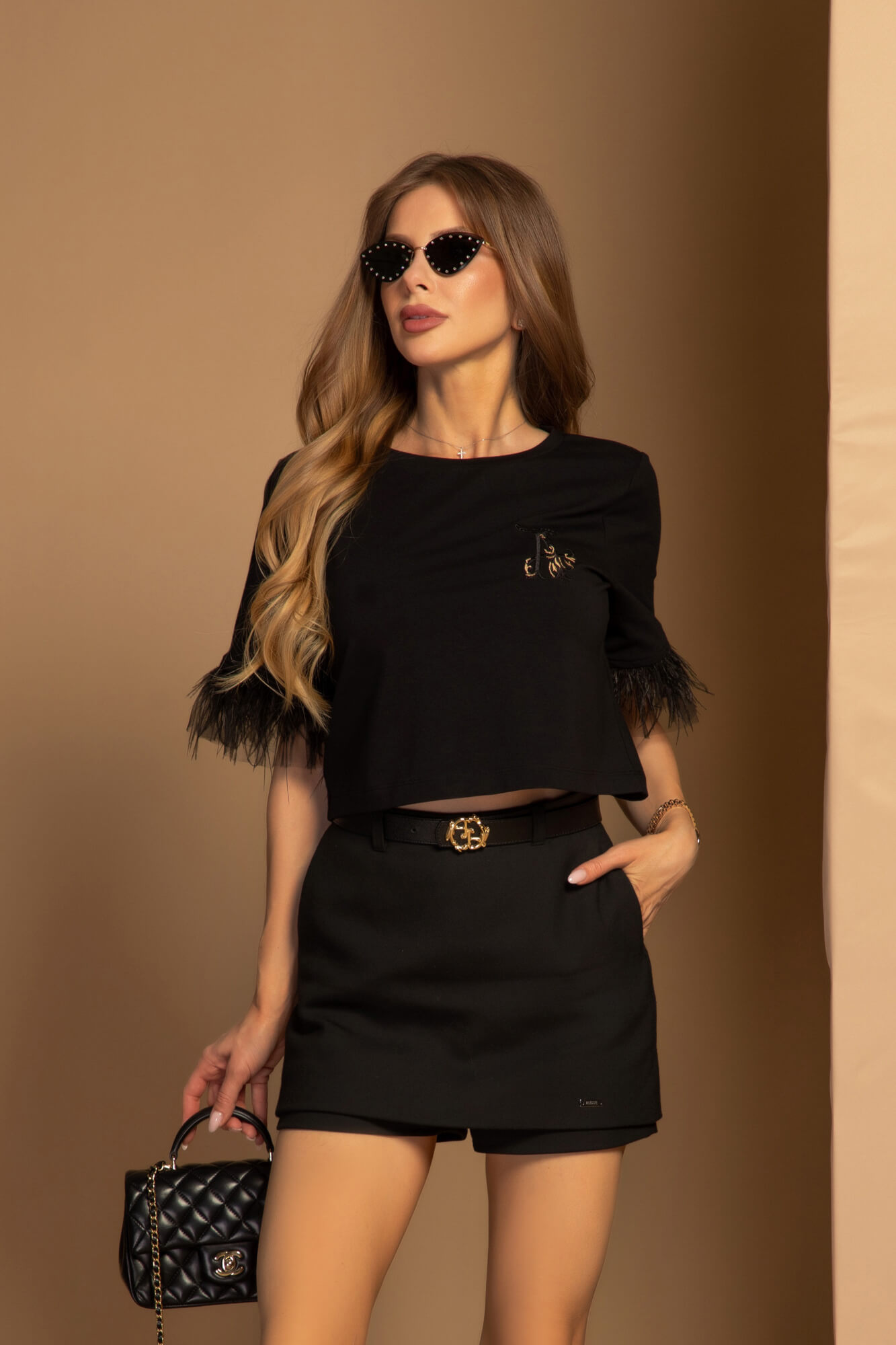 Luxury Dream Къс T-Shirt От Памук - Black - Изображение 12