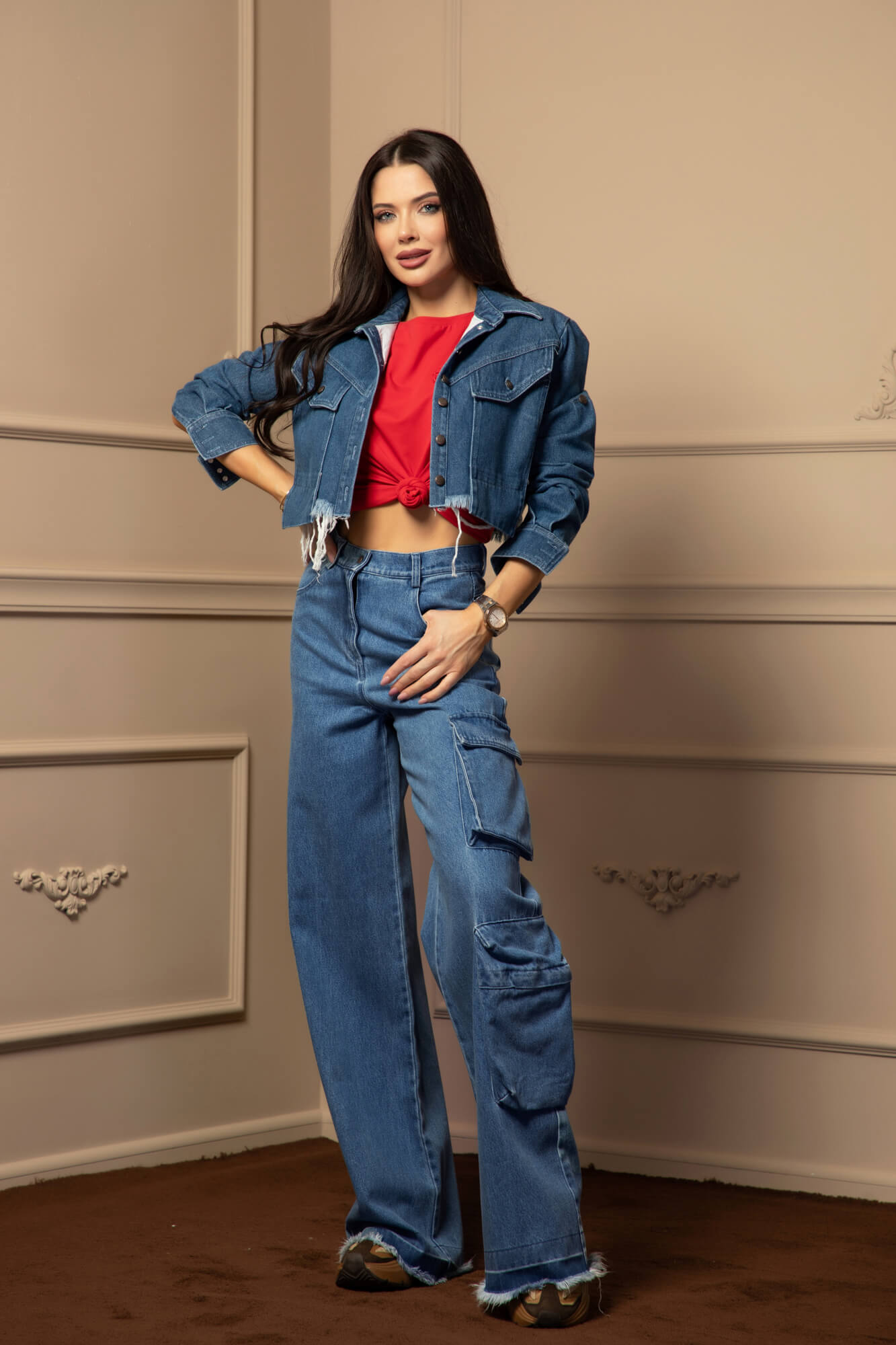 Show Off Cargo Дънки - Denim Blue - Изображение 17