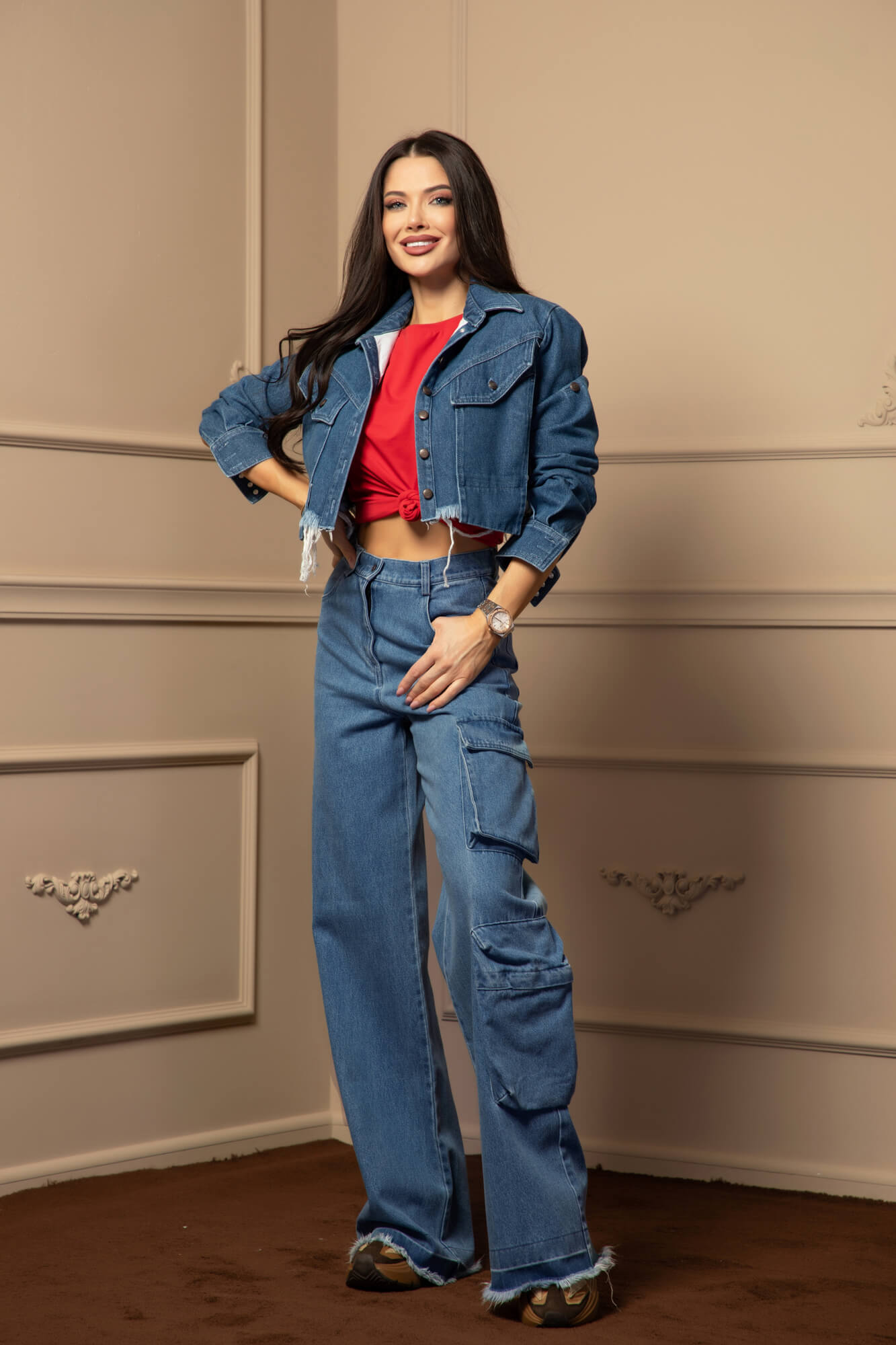 Show Off Cargo Дънки - Denim Blue - Изображение 13