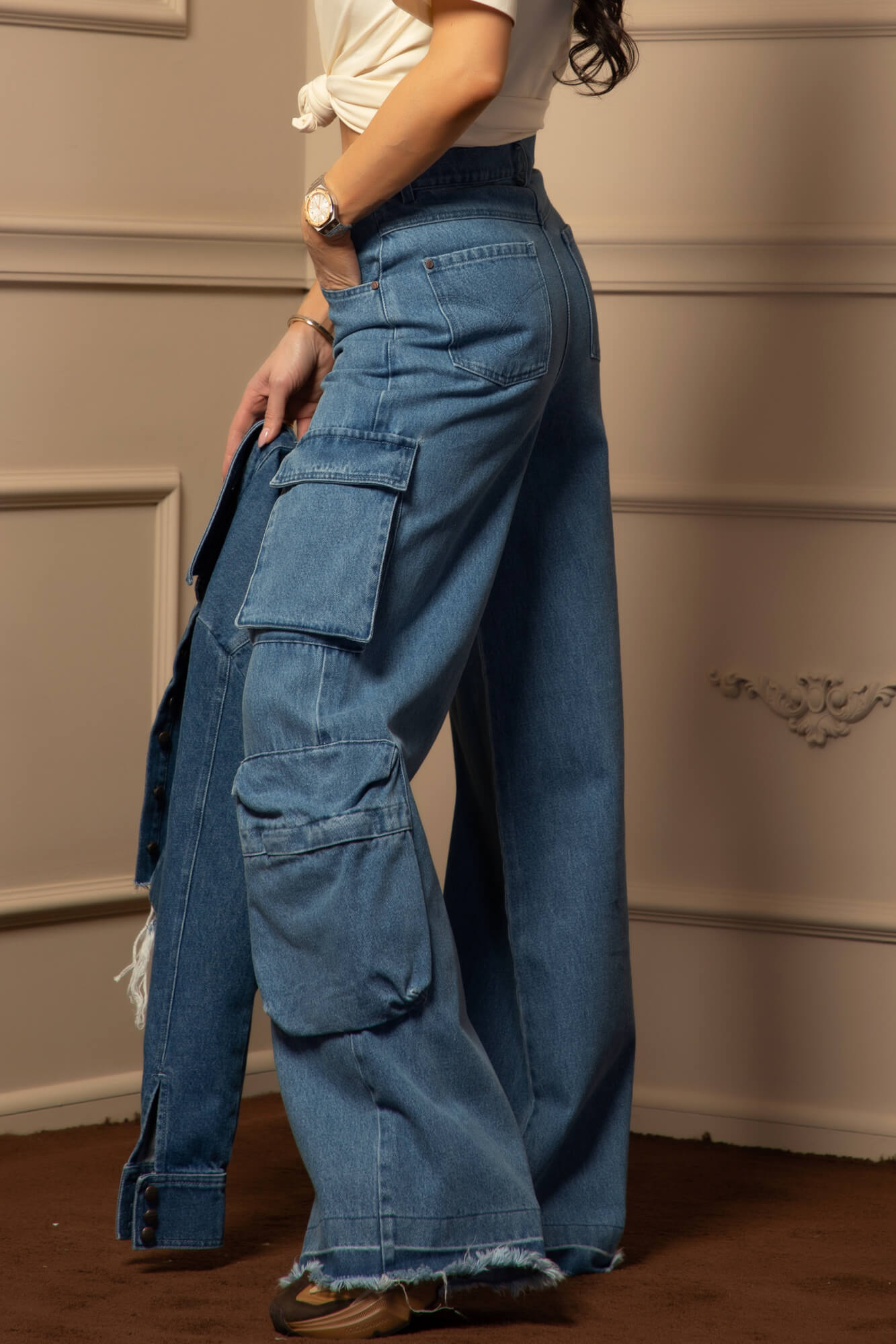 Show Off Cargo Дънки - Denim Blue - Изображение 21