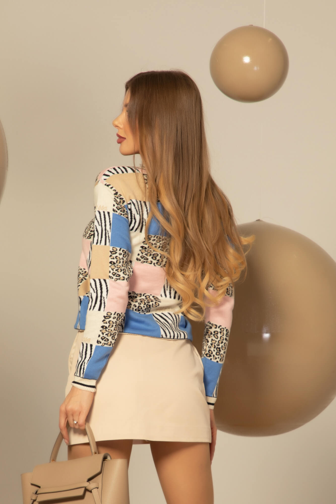 Cozy Elegance Пуловер От Плетиво - Pink/Blue - Изображение 9