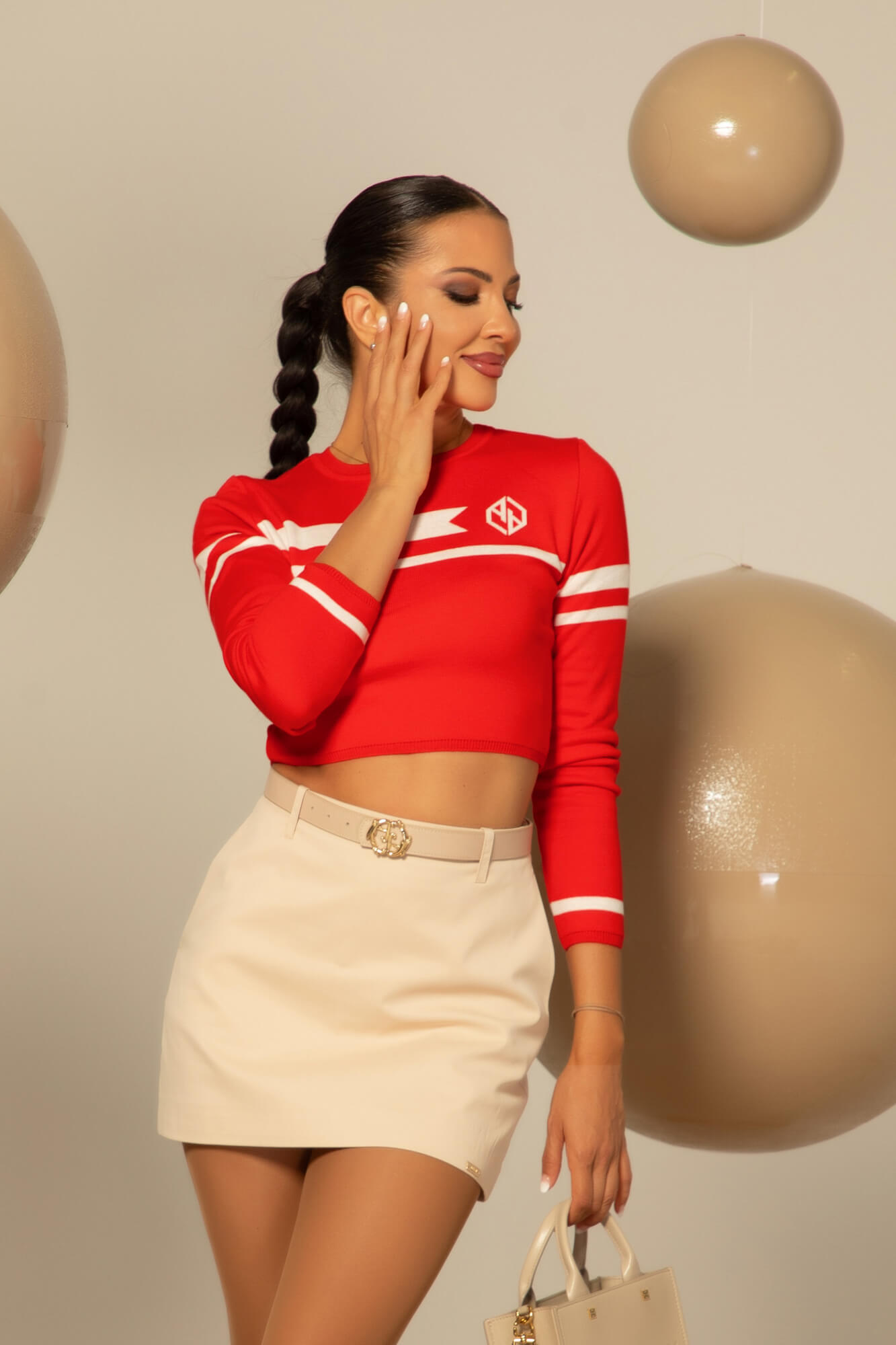 Campus Cutie Къс Пуловер - Red - Изображение 20