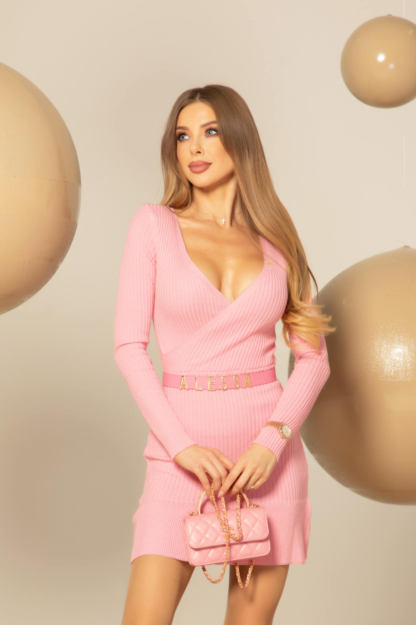 Perfect flair Рокля От Плетиво - Pink - Изображение 12