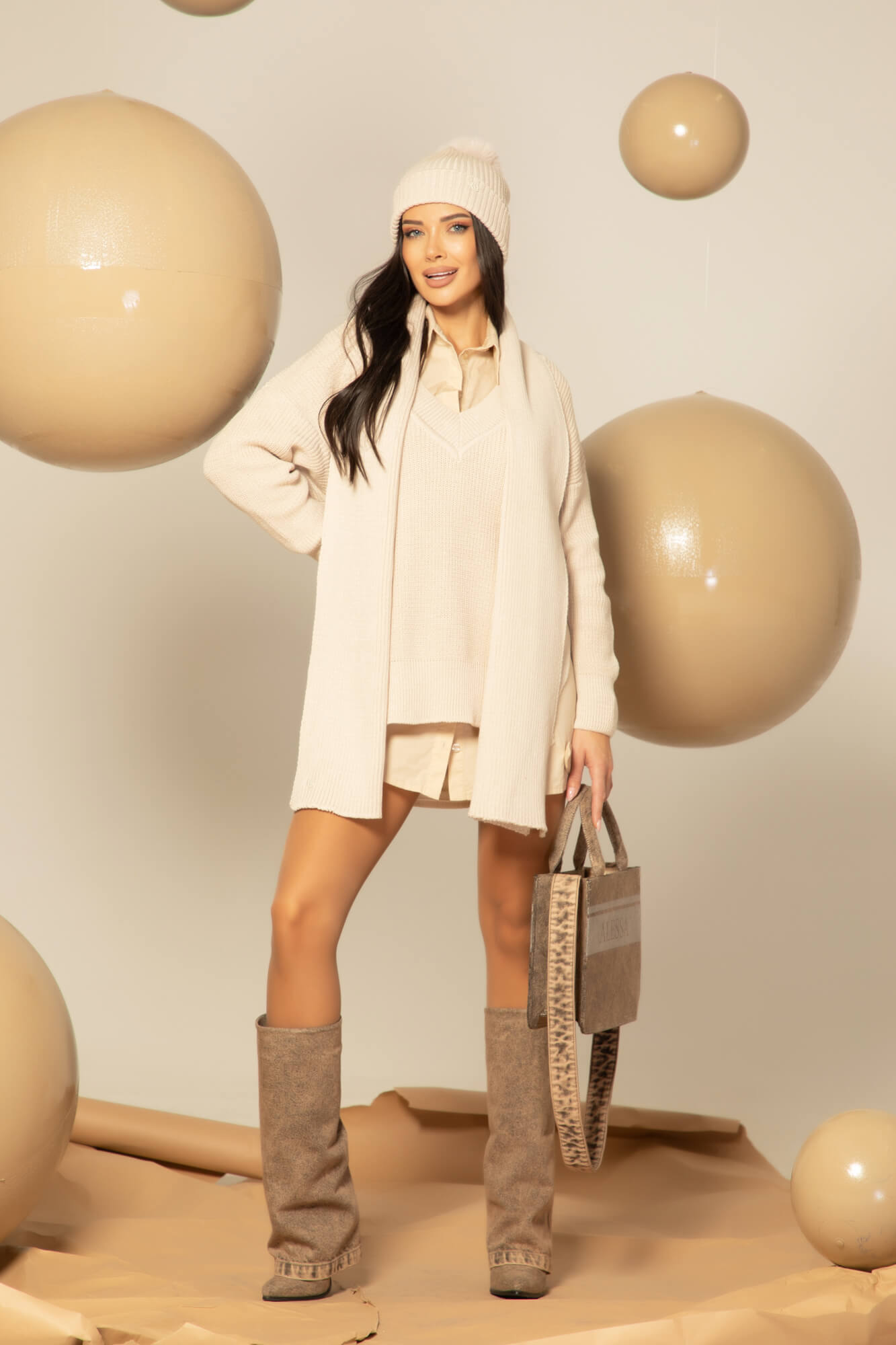 Snug & Chic Шал От Плетиво - Seashell - Изображение 18