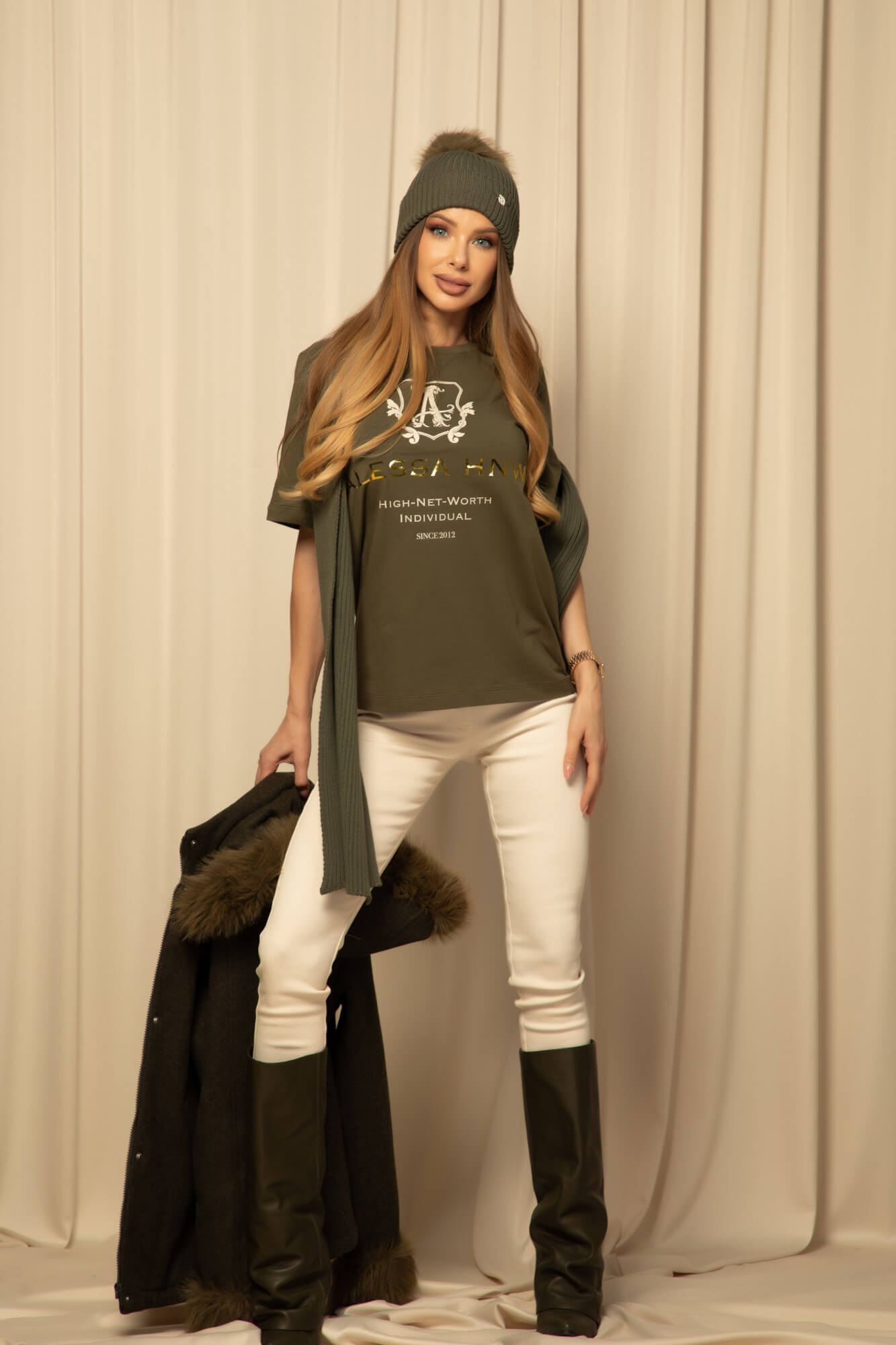 Alessa HNWI T-Shirt От Памук - Military - Изображение 15