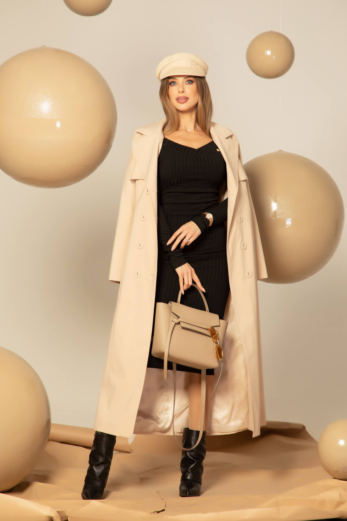 Luxe Horizon Тренч - Soft Beige - Изображение 37