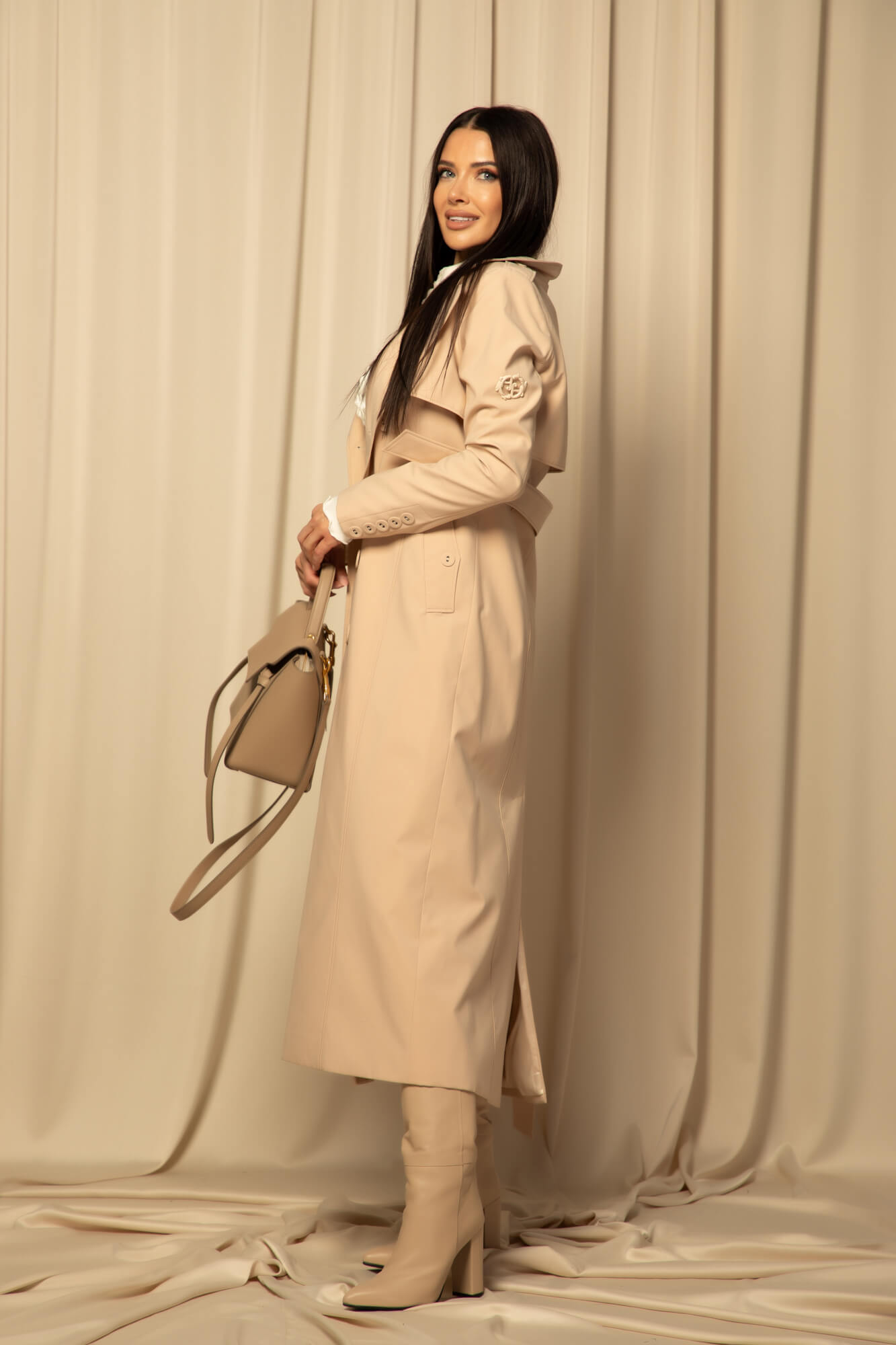 Luxe Horizon Тренч - Soft Beige - Изображение 32