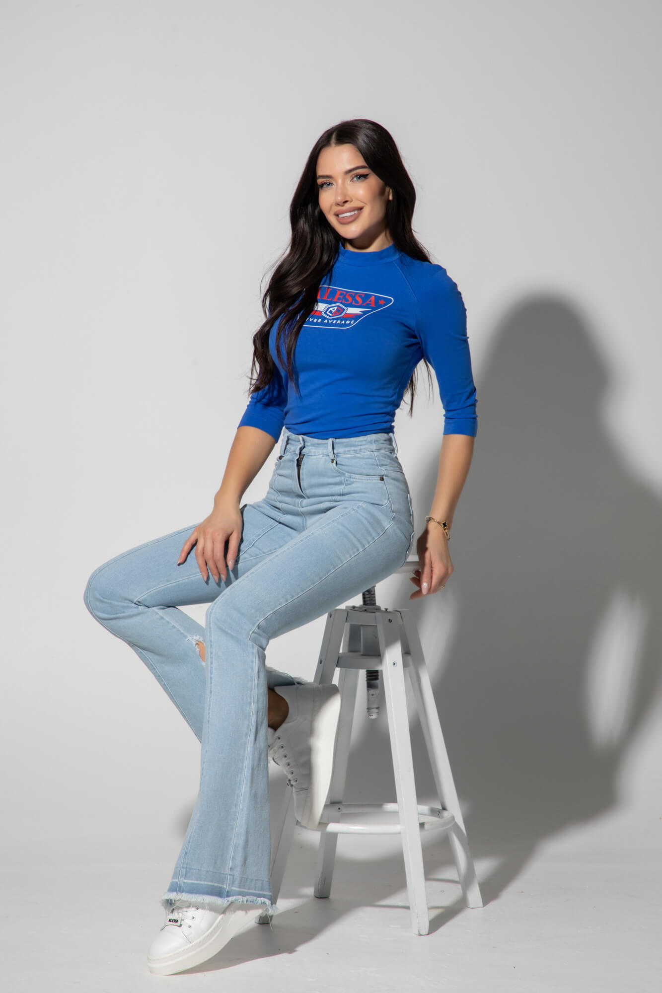 Stylish Everyday Блуза С 3/4 Ръкав - Blue - Изображение 11