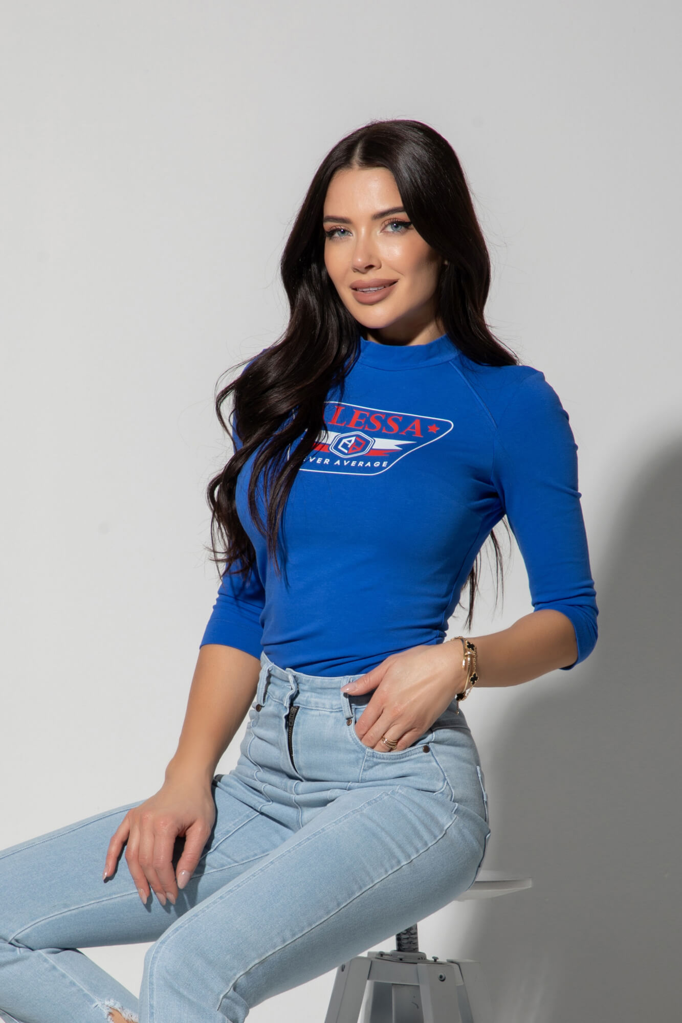 Stylish Everyday Блуза С 3/4 Ръкав - Blue - Изображение 8