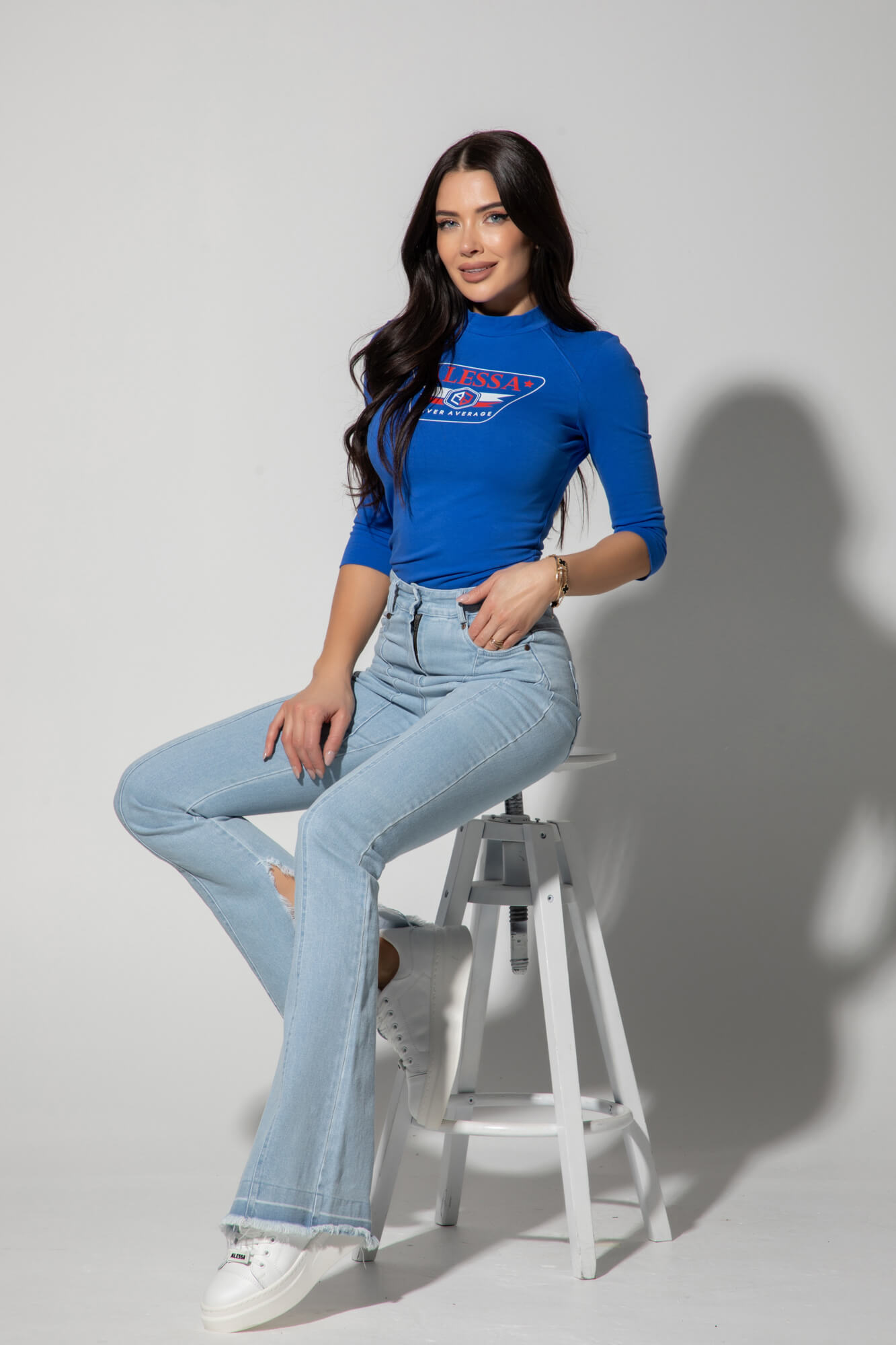 Stylish Everyday Блуза С 3/4 Ръкав - Blue - Изображение 10