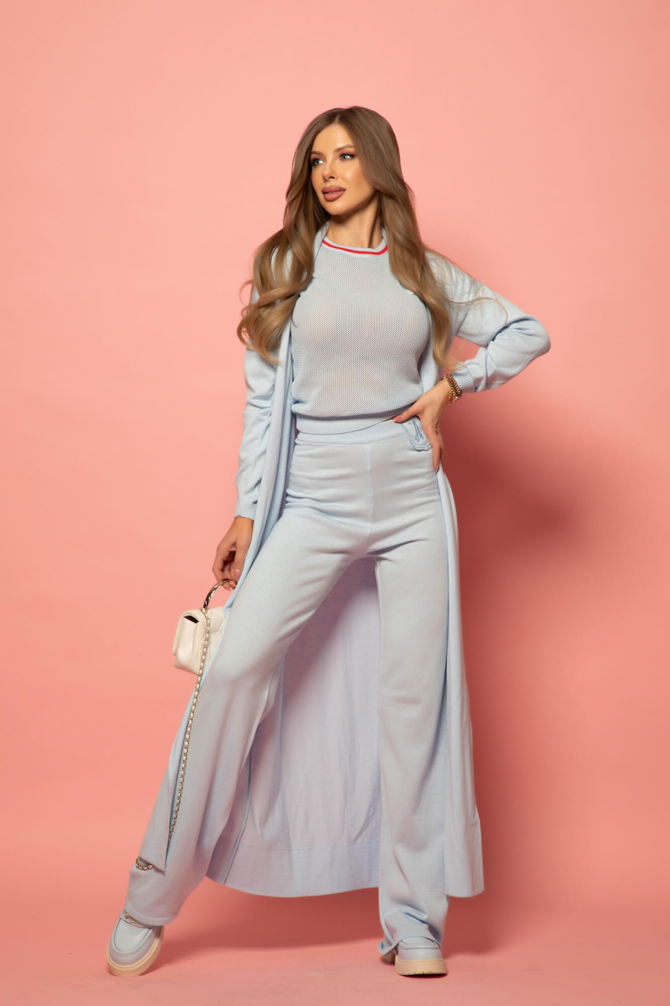 Pastel muse Дълга Жилетка - Light Blue - Изображение 17
