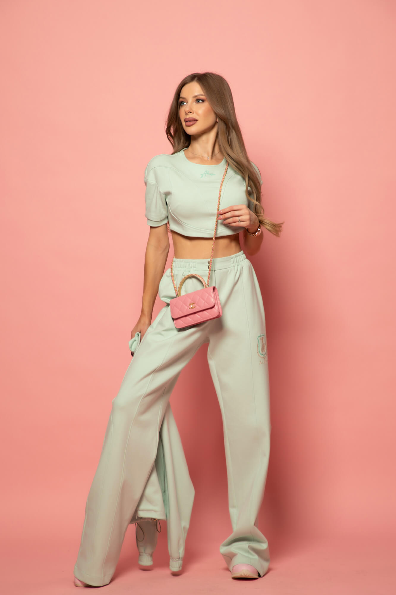 Daily Luxe Къса Спортна Блуза - Mint - Изображение 18