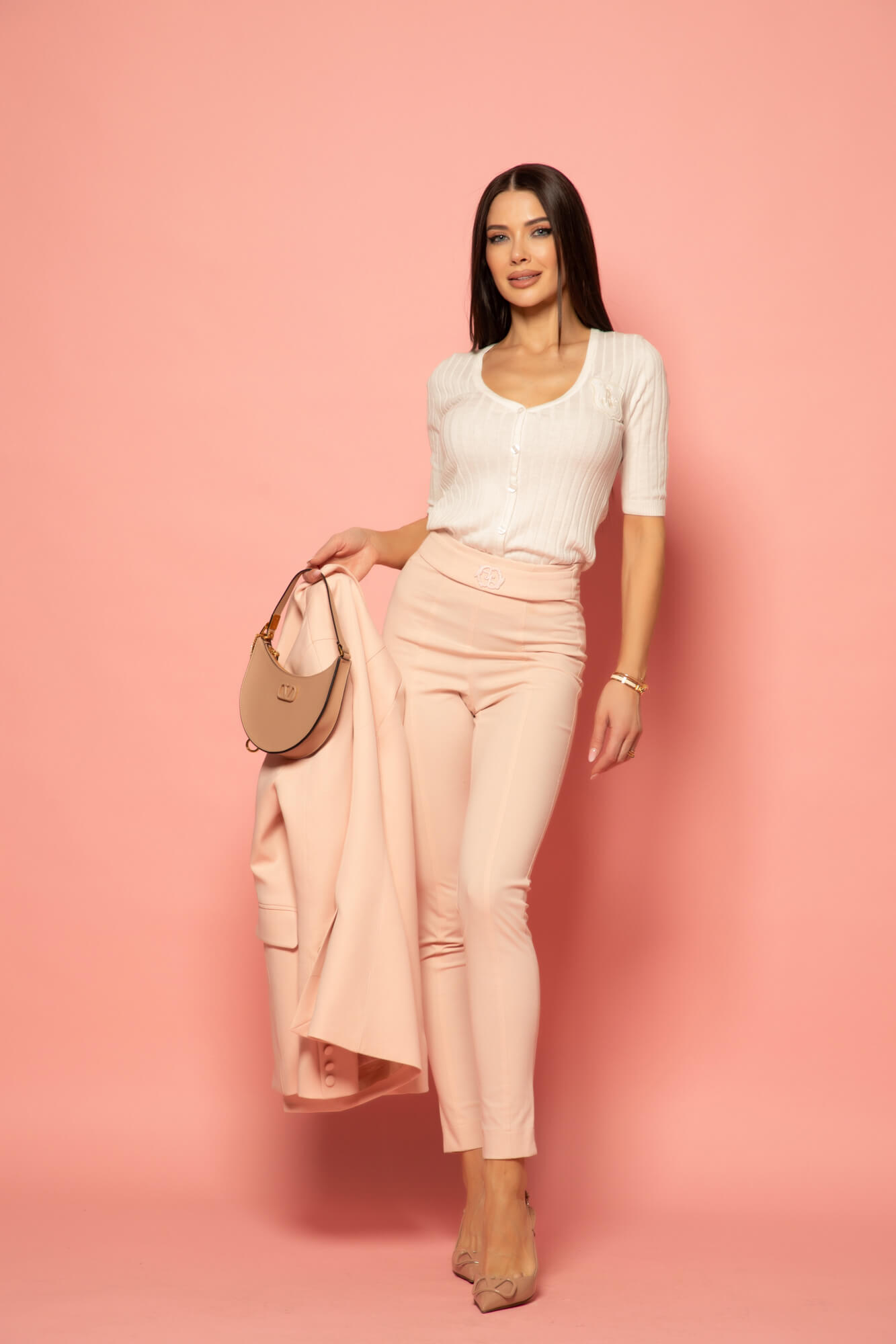 Business elegance Клин С Вграден Колан - Light Pink - Изображение 31