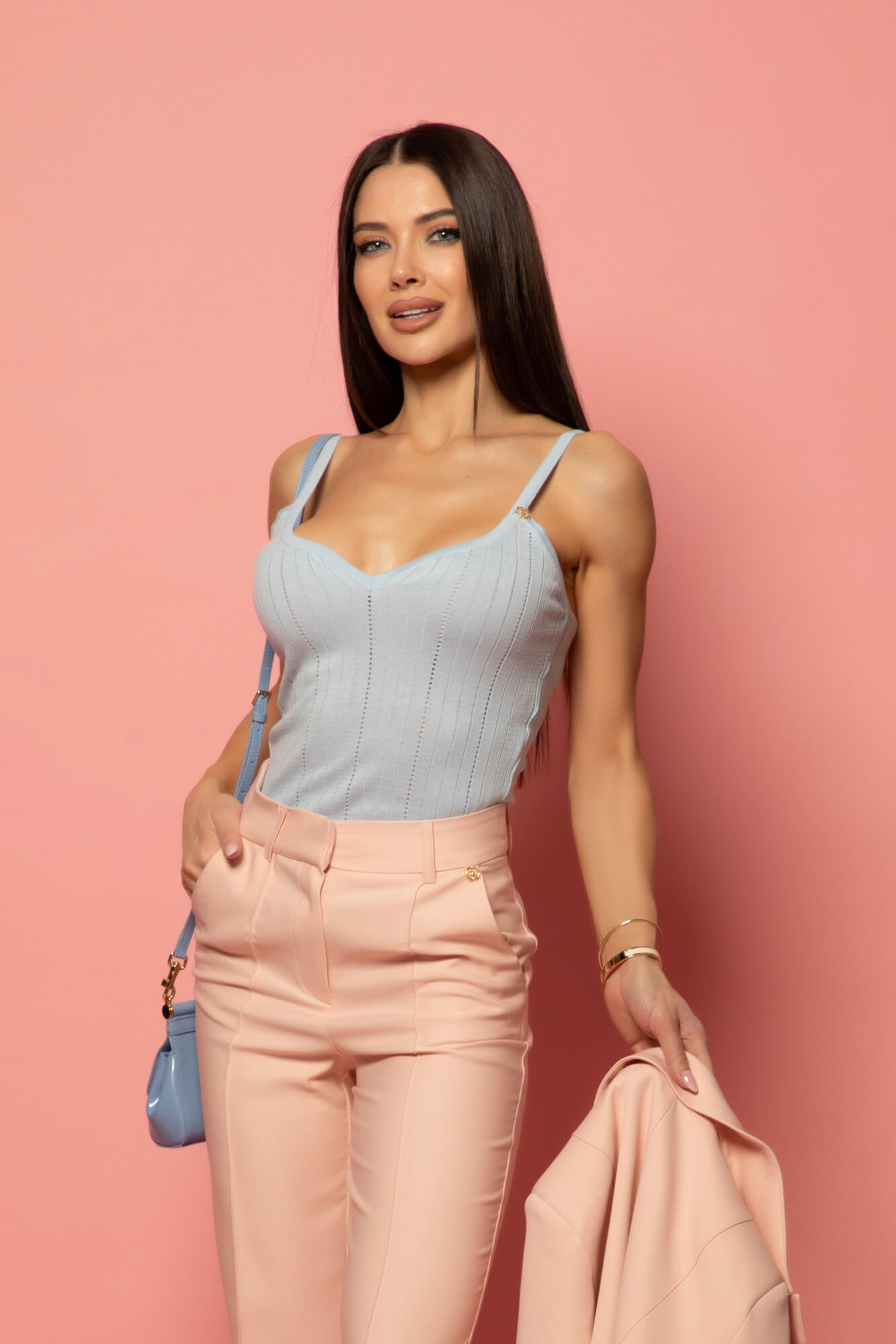 Daily Chic Топ От Плетиво - Light Blue - Изображение 13