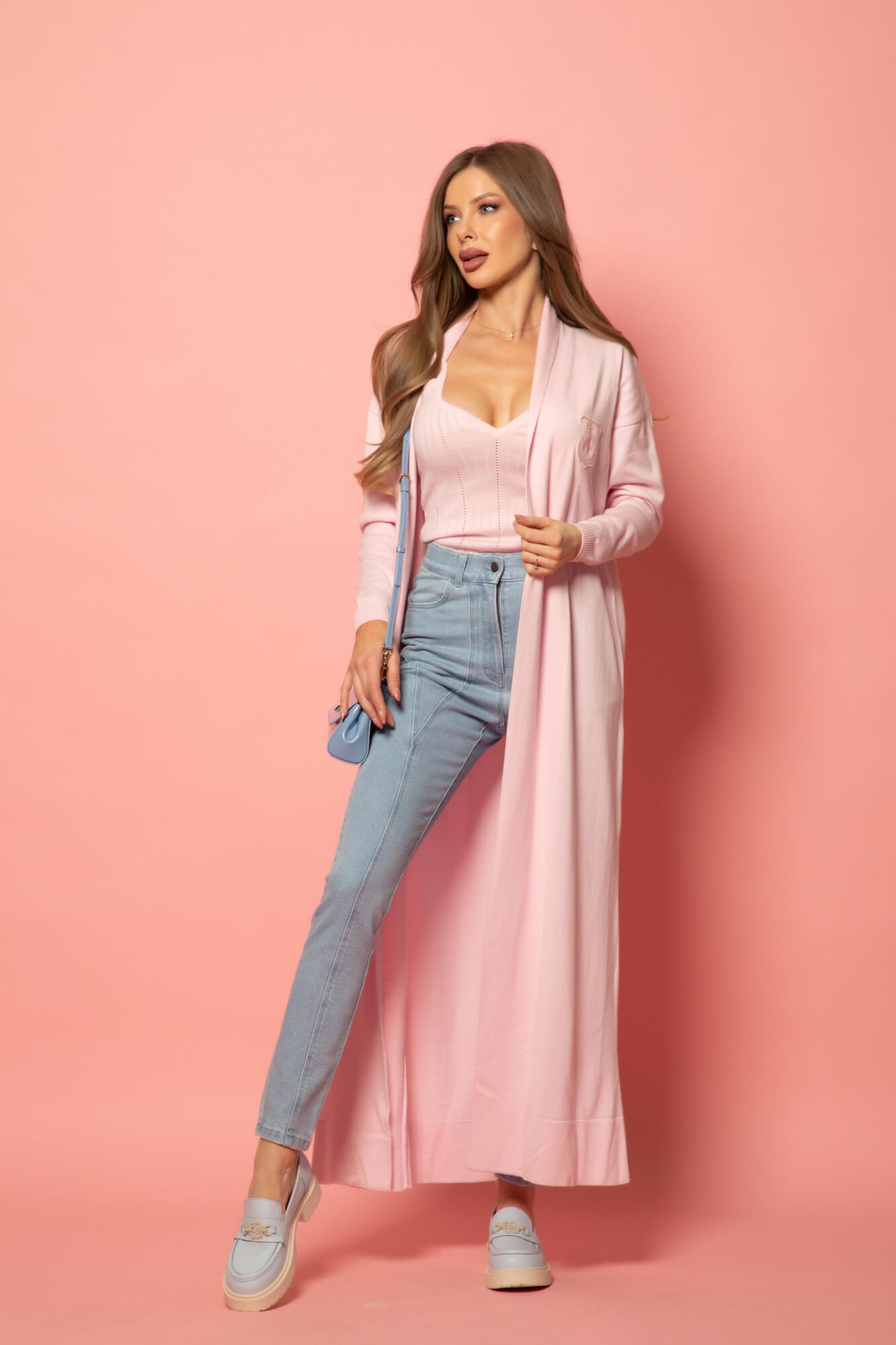 Pastel muse Дълга Жилетка - Light Pink - Изображение 20