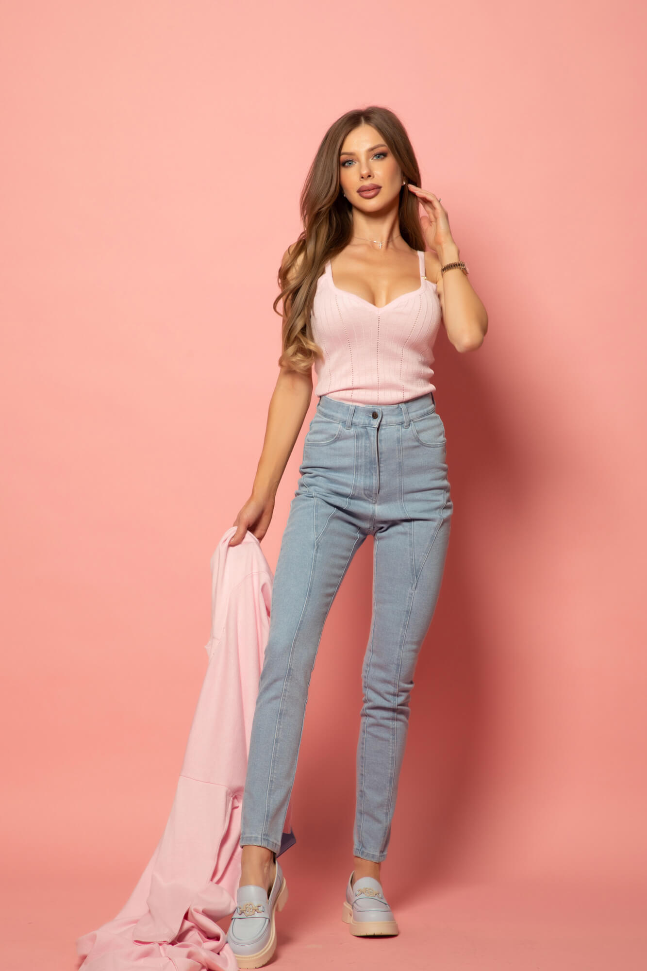 Pastel muse Дълга Жилетка - Light Pink - Изображение 18