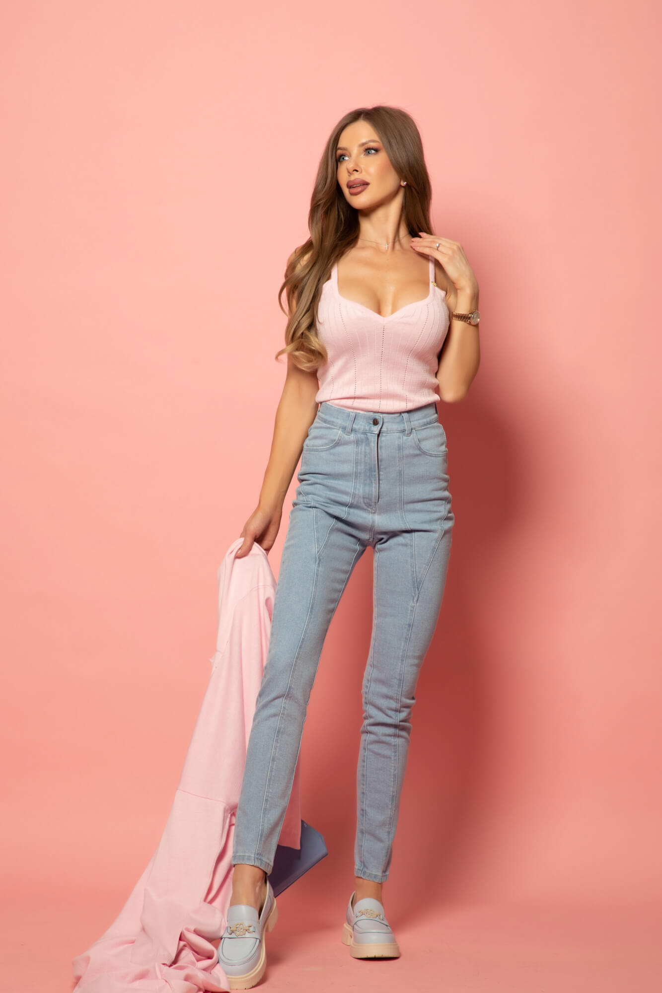 Daily Chic Топ От Плетиво - Light Pink - Изображение 14