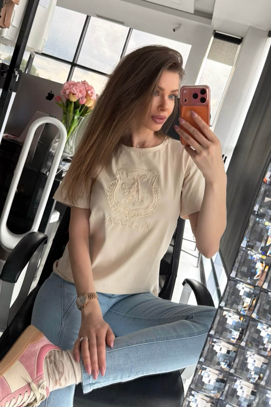 Inspire Insignia T-Shirt с бродерия - Soft Beige - Изображение 18