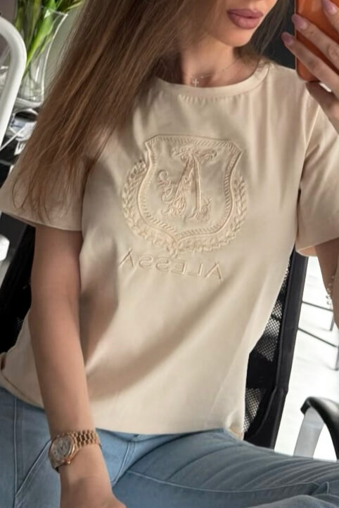 Inspire Insignia T-Shirt с бродерия - Soft Beige - Изображение 19