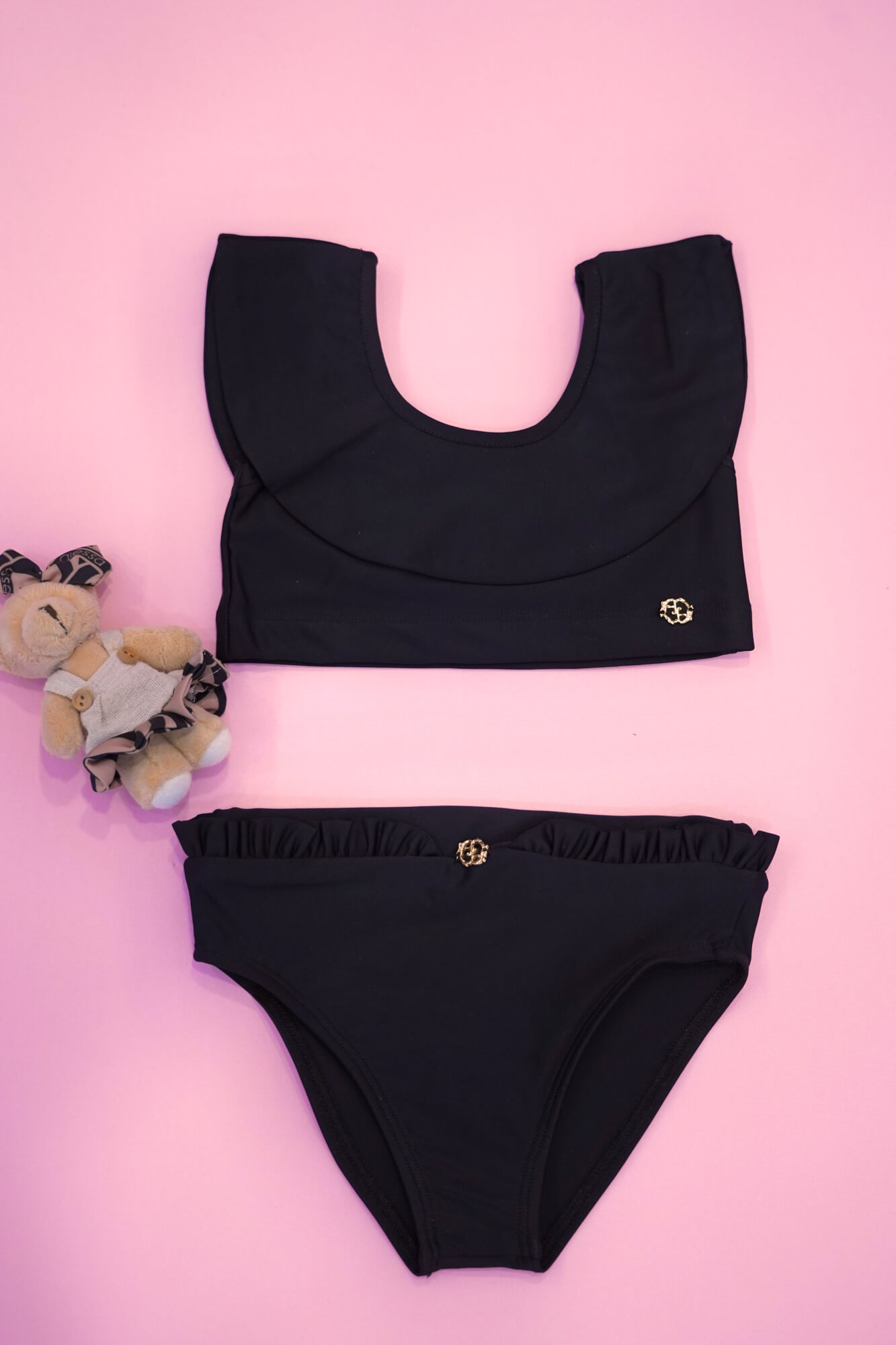 Eternal Sunshine mini Бански Кроп-Топ Ruffles - Black - Изображение 5