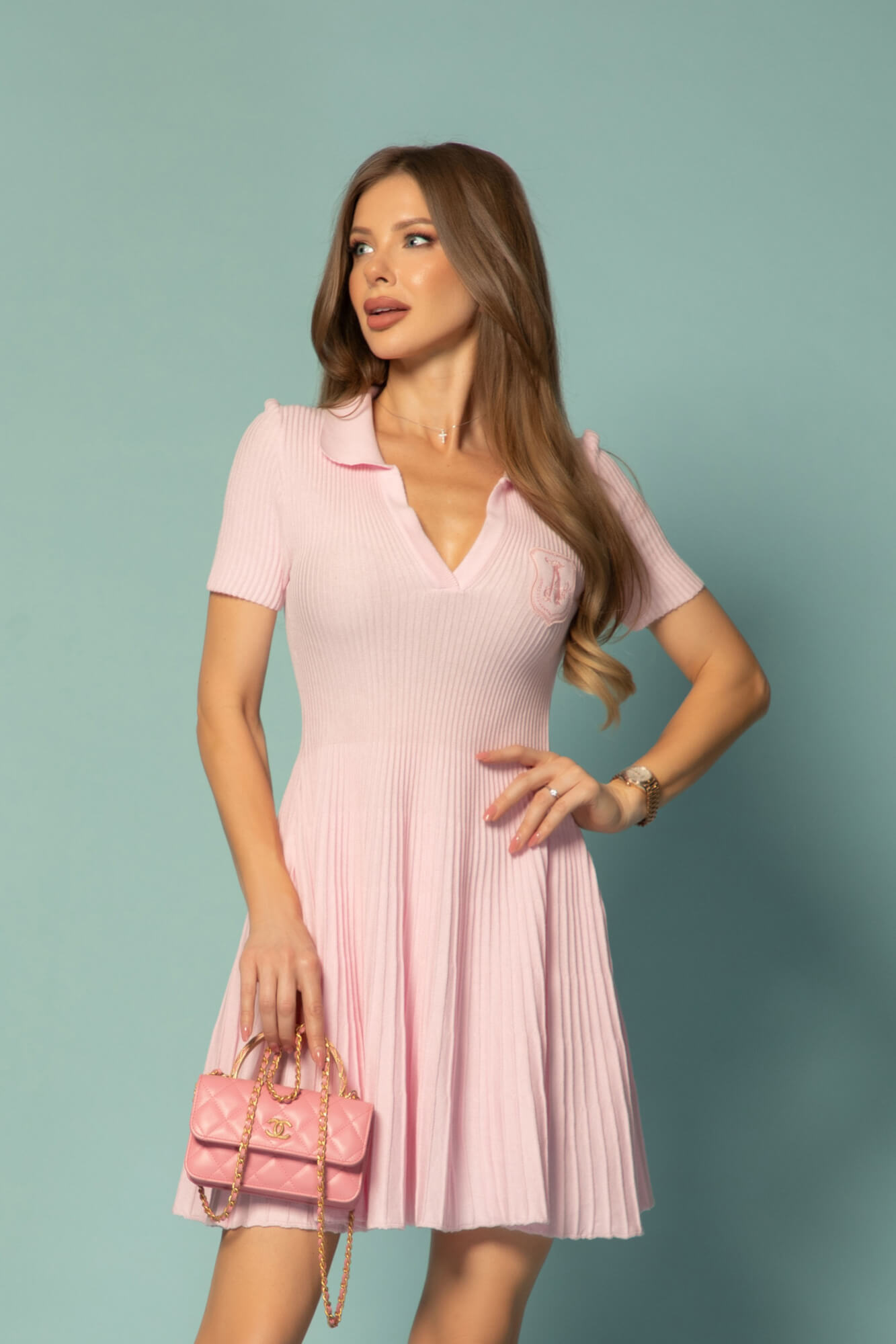 Pastel muse Къса Рокля От Плетиво - Light Pink - Изображение 16