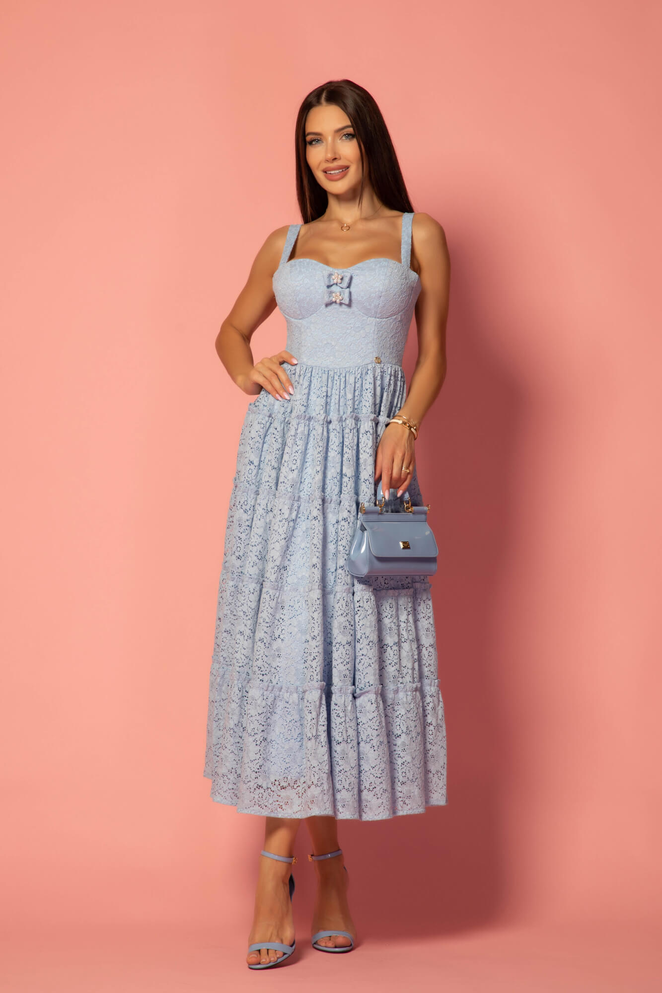 Sky’s Embrace Midi Рокля - Blue - Изображение 8