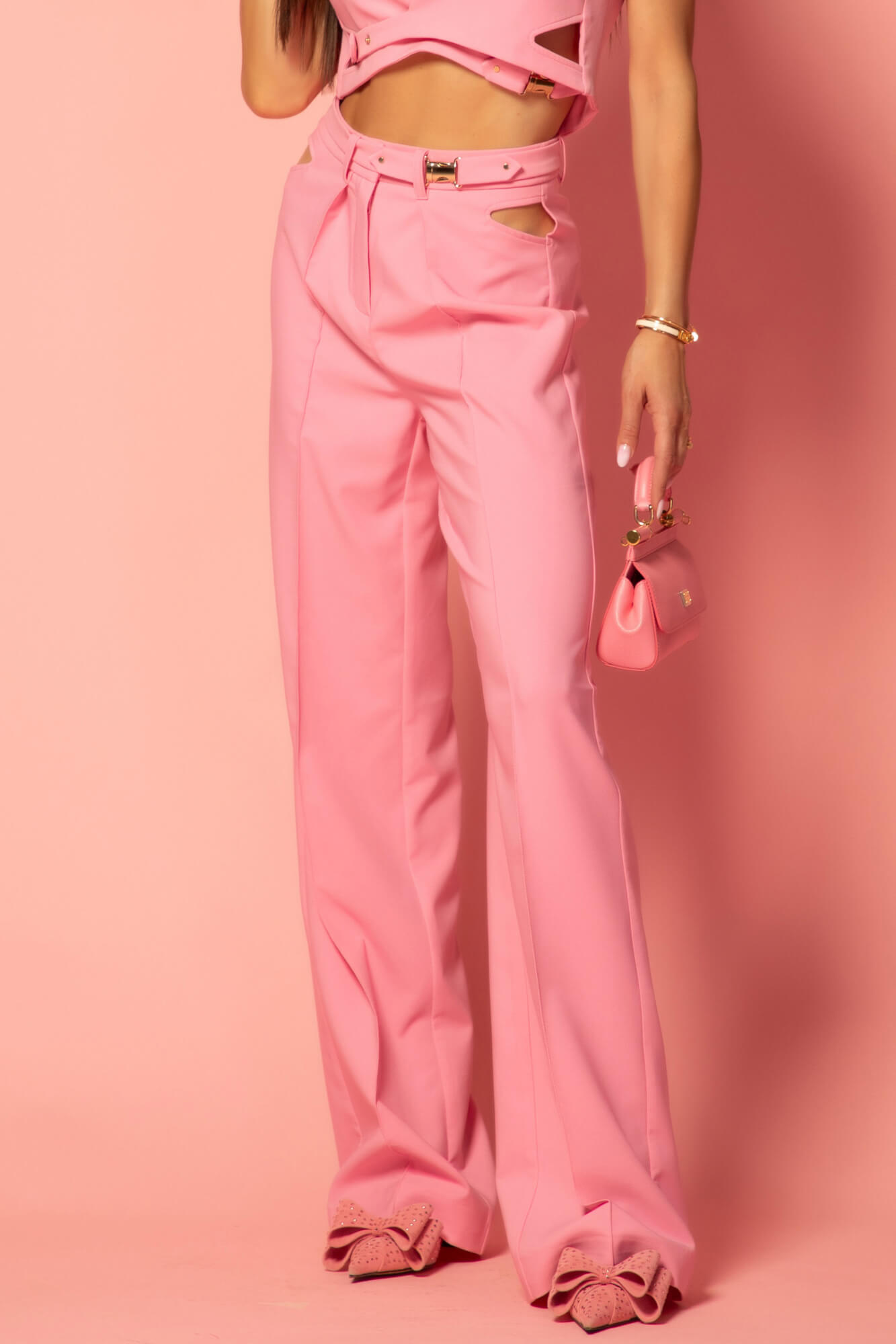 Messy Chic Дълъг Панталон - Pink - Изображение 14