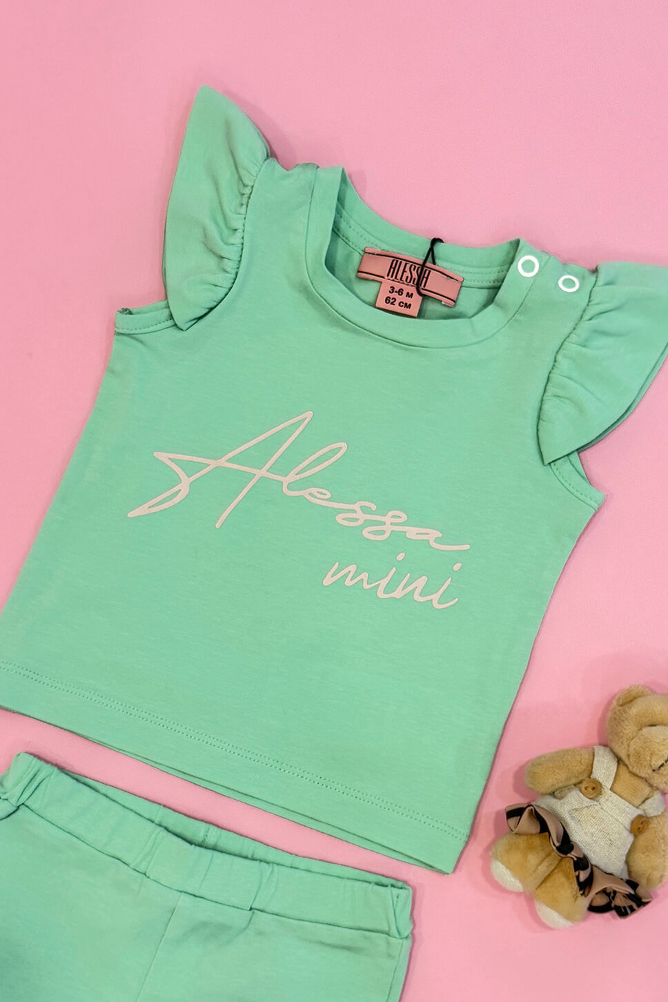 Baby Love Mini T-Shirt От Памук - Mint - Изображение 5