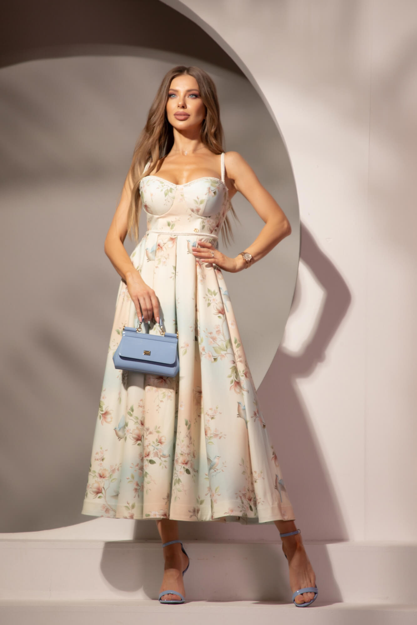 Silk Blossom Midi Рокля - Изображение 13