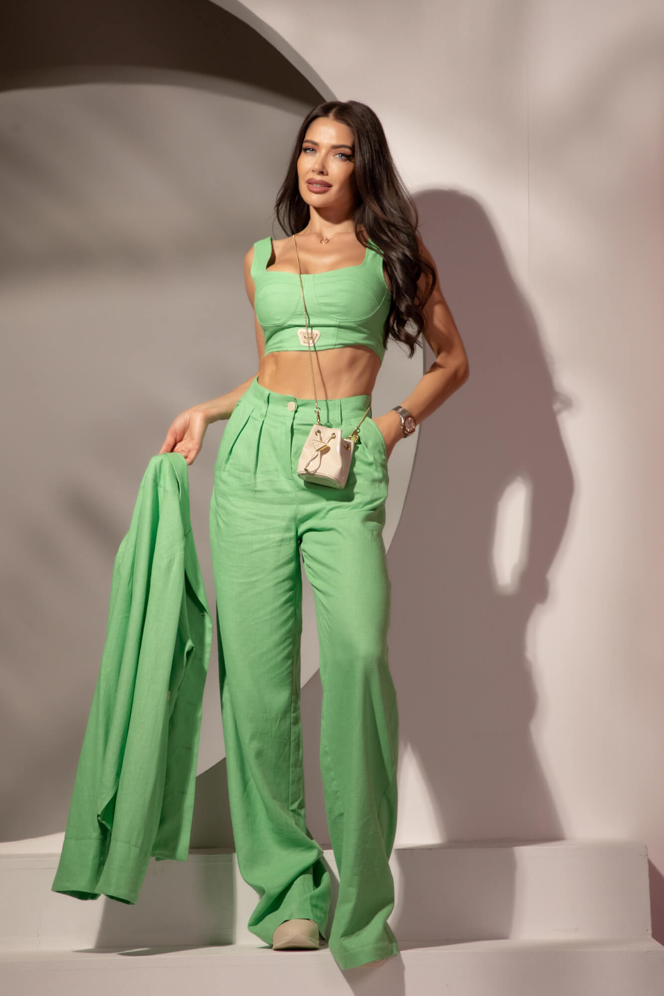 Linen Muse Кроп-Топ От Лен - Green - Изображение 18
