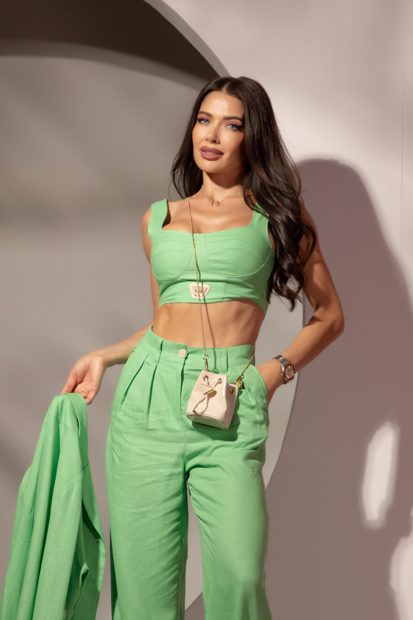 Linen Muse Риза От Лен - Green - Изображение 20