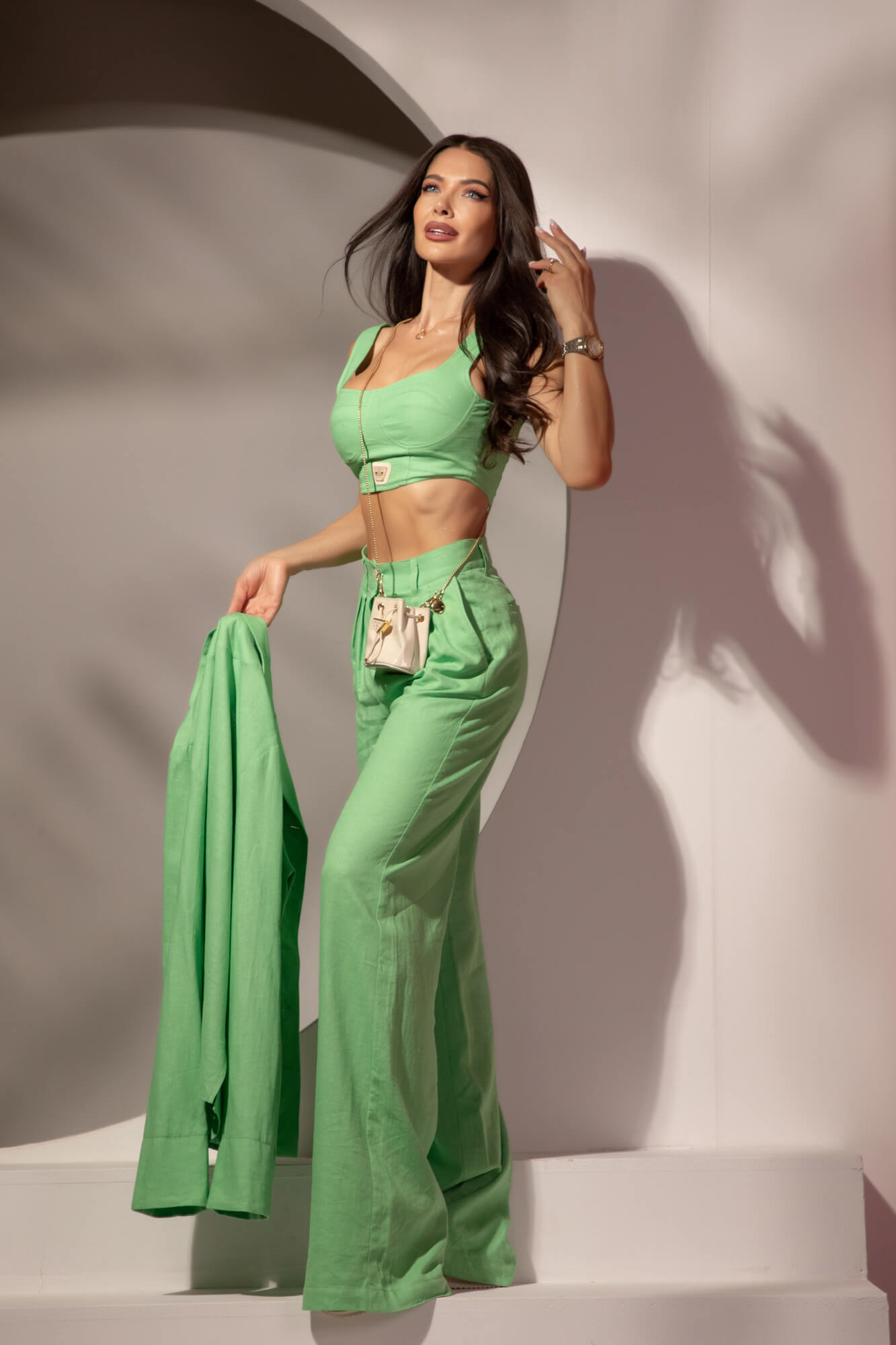 Linen Muse Дълъг Панталон От Лен - Green - Изображение 22