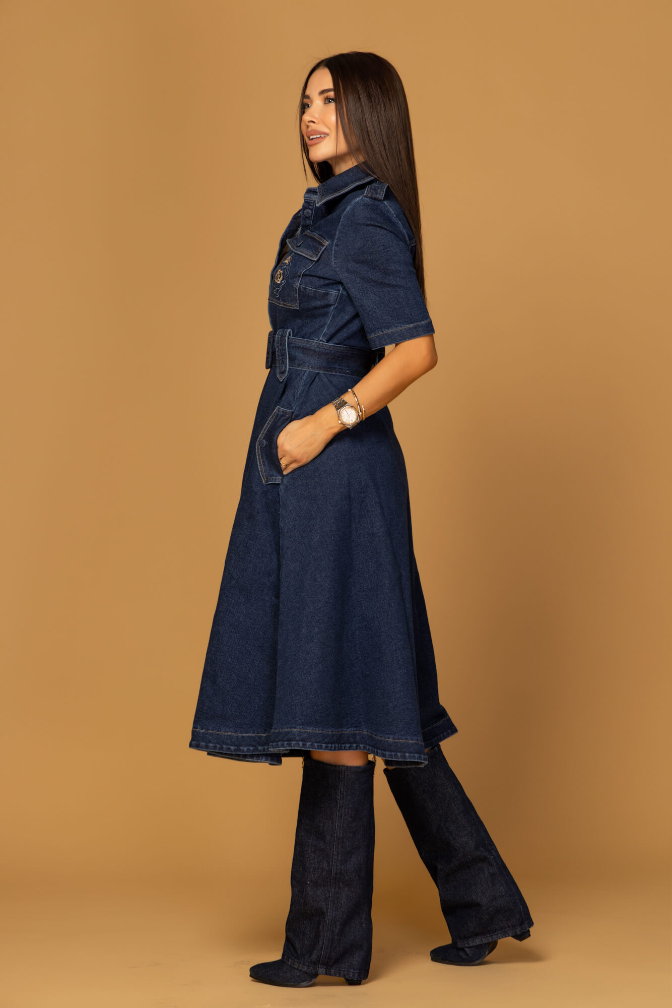 Elevated Essentials Рокля-тренч - Denim - Изображение 14