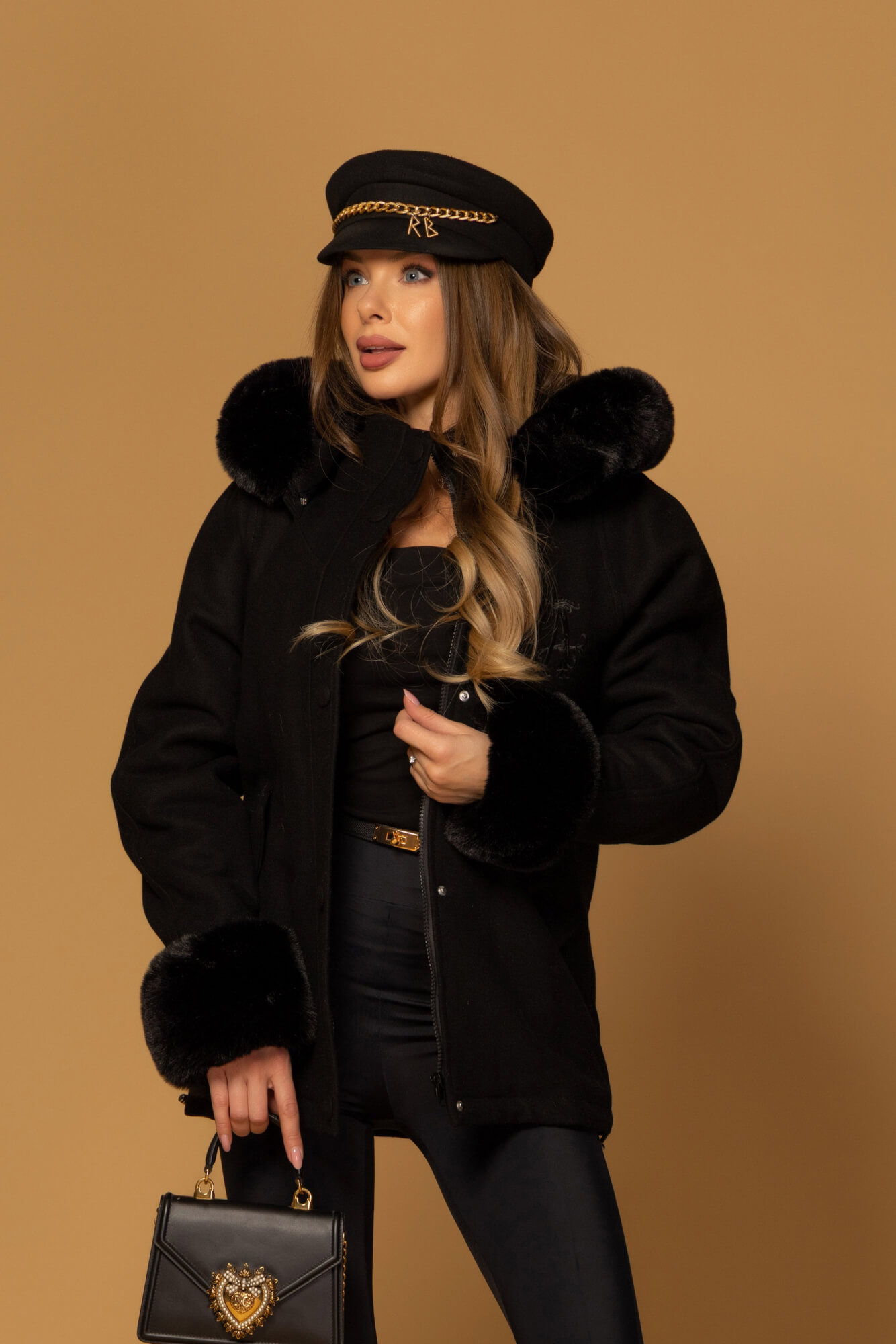 Winter Pulse Зимно Палто - Бомбър От Кашмир - Black - Изображение 19