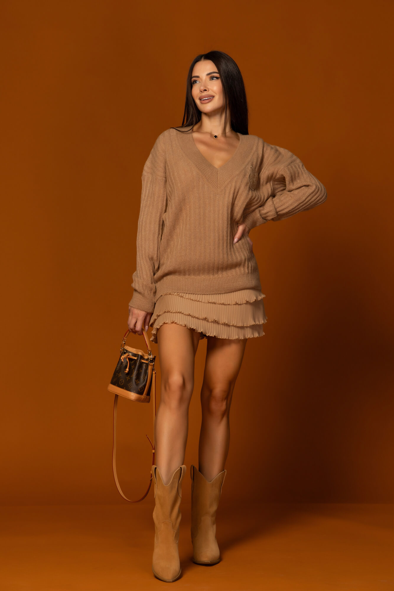 Wool Poise Пуловер От вълна - Mocha - Изображение 21