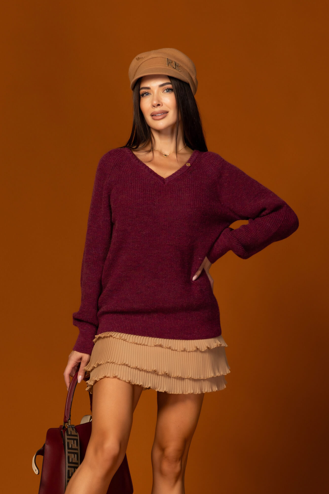 Pure Comfort Пуловер От вълна - Burgundy - Изображение 16