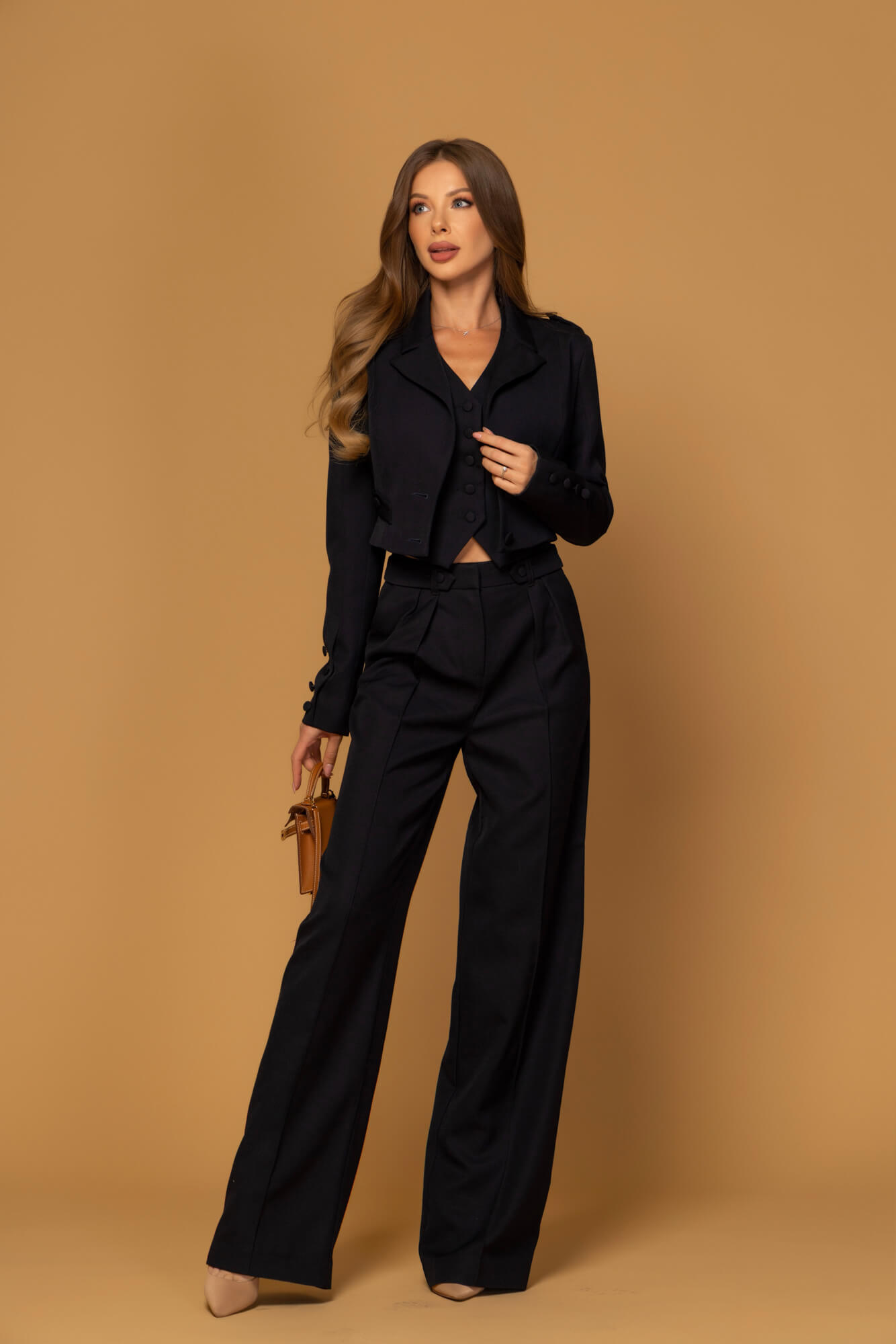 Old money Панталон с широк крачол - Dark Blue - Изображение 21
