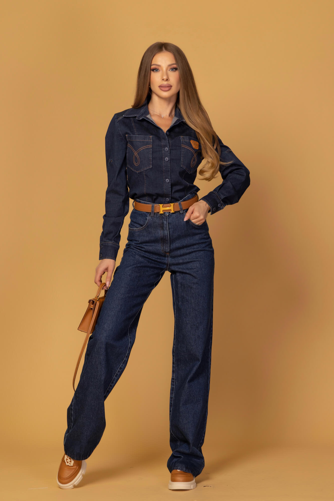 Denim Society Риза От Деним - Dark Blue - Изображение 11