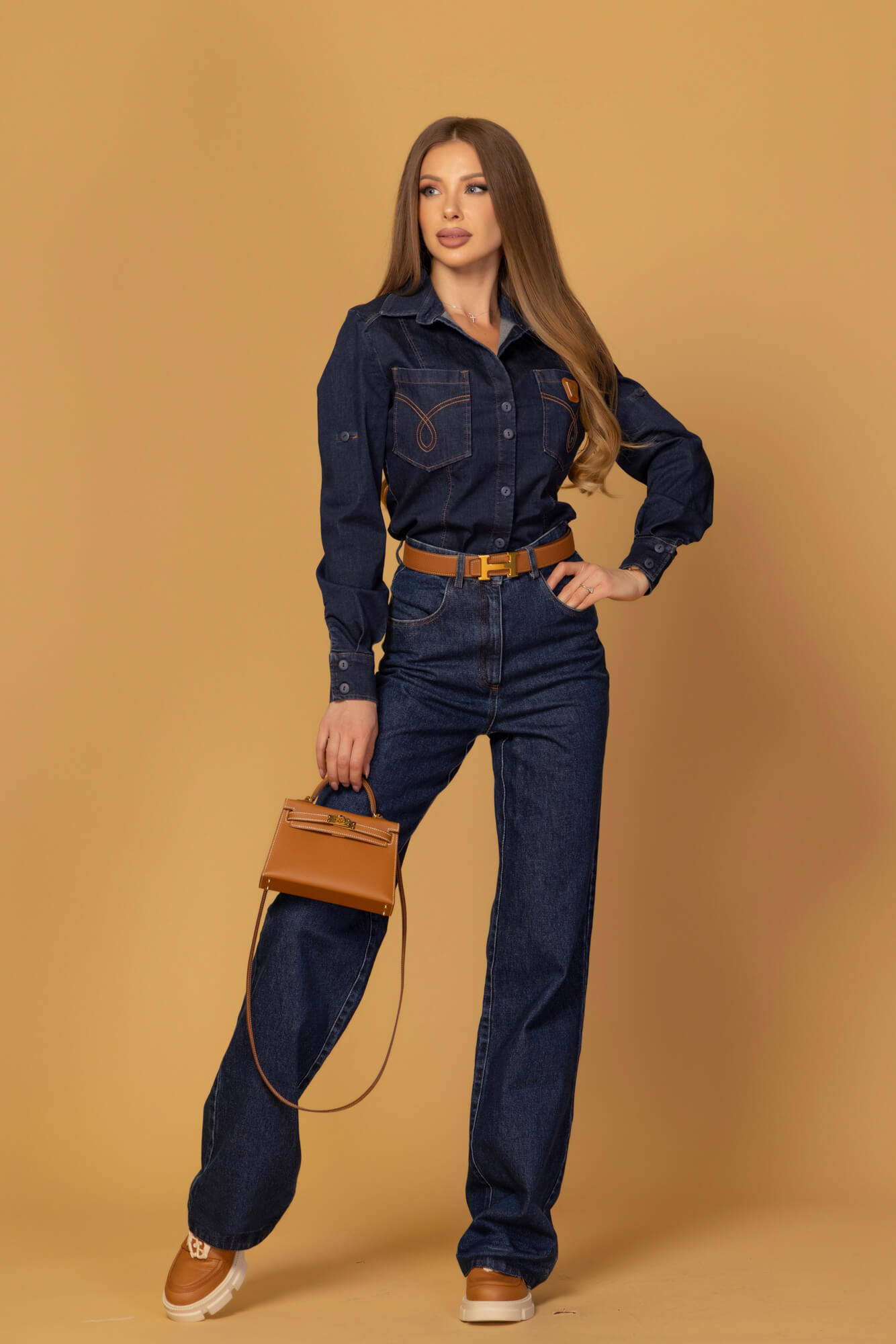 Denim Society Риза От Деним - Dark Blue - Изображение 13