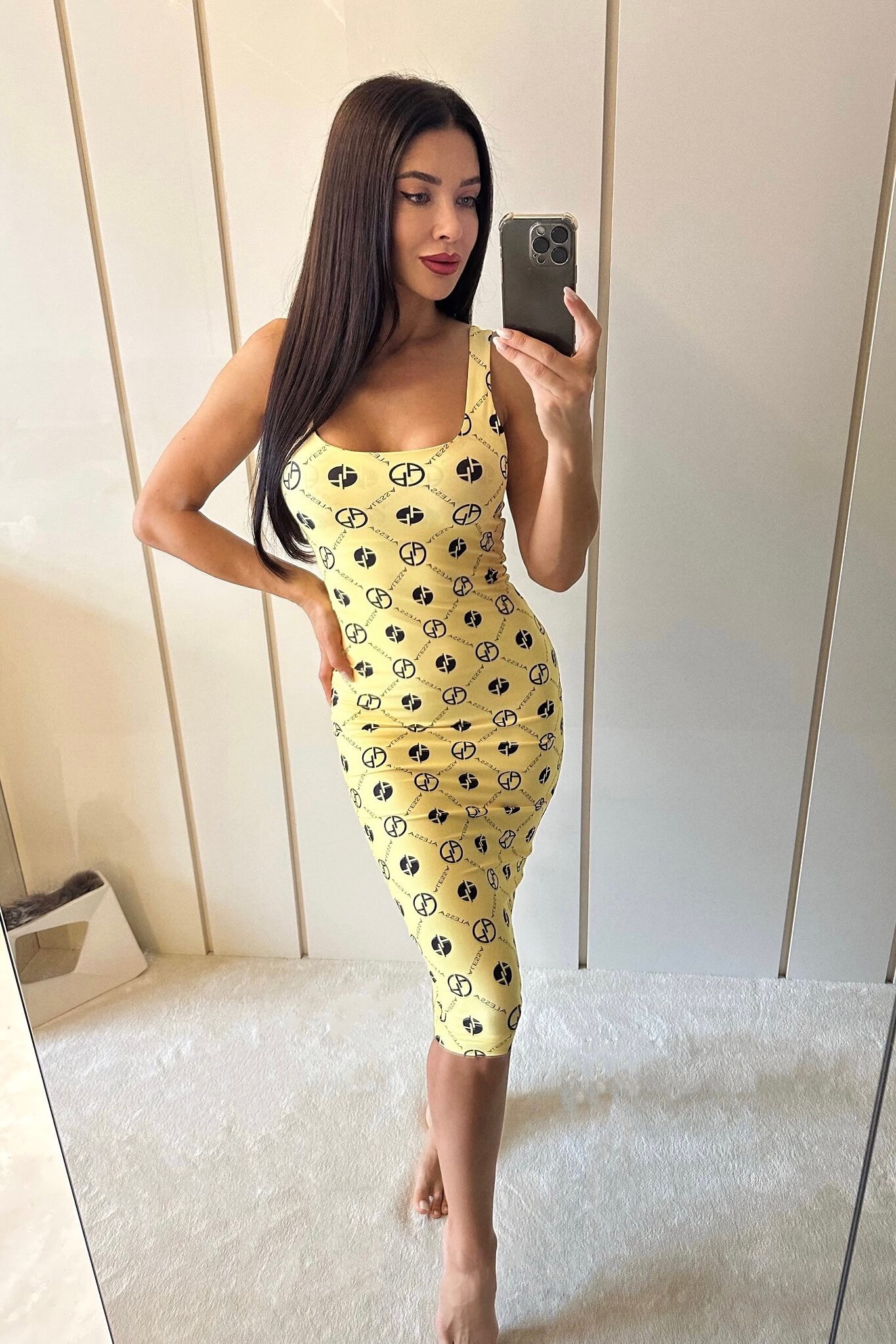 Alessa Religion Рокля С Квадратно Деколте - Yellow - Изображение 8