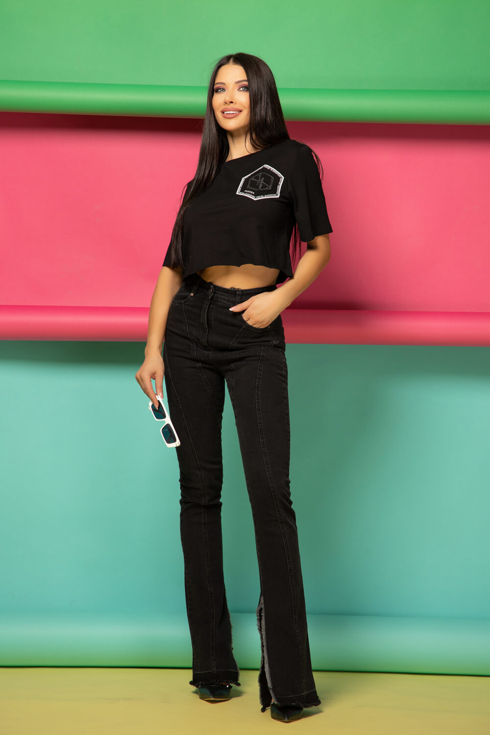 For Your Eyes Only Къс T-Shirt От Памук - Black - Изображение 11