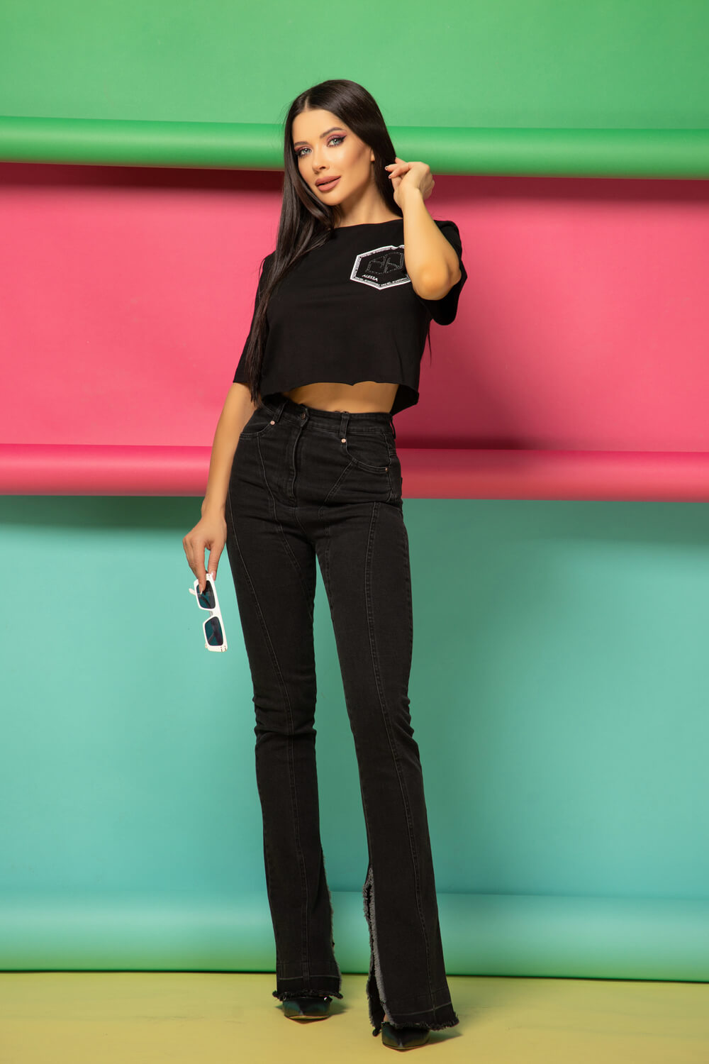For Your Eyes Only Къс T-Shirt От Памук - Black - Изображение 12