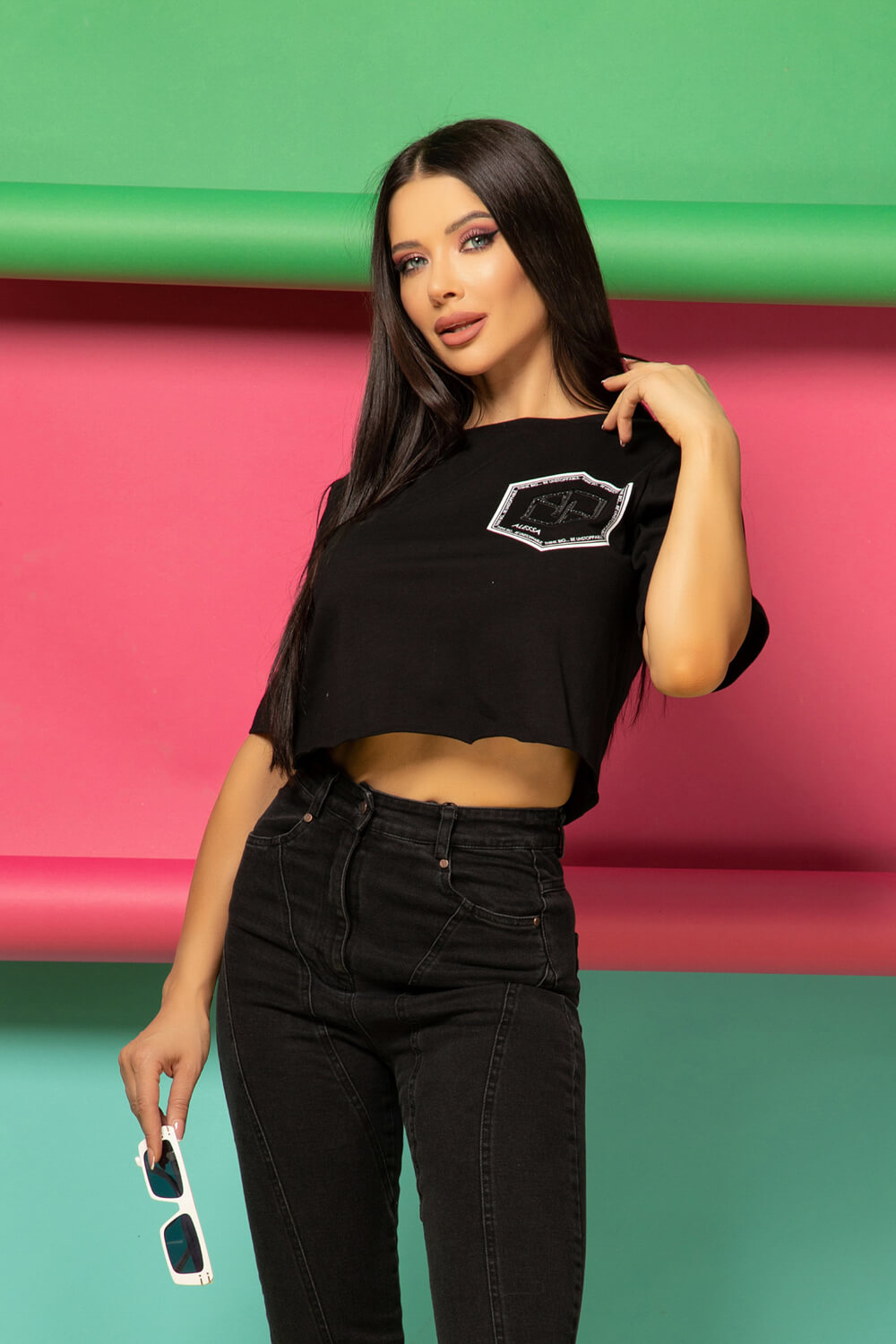 For Your Eyes Only Къс T-Shirt От Памук - Black - Изображение 13