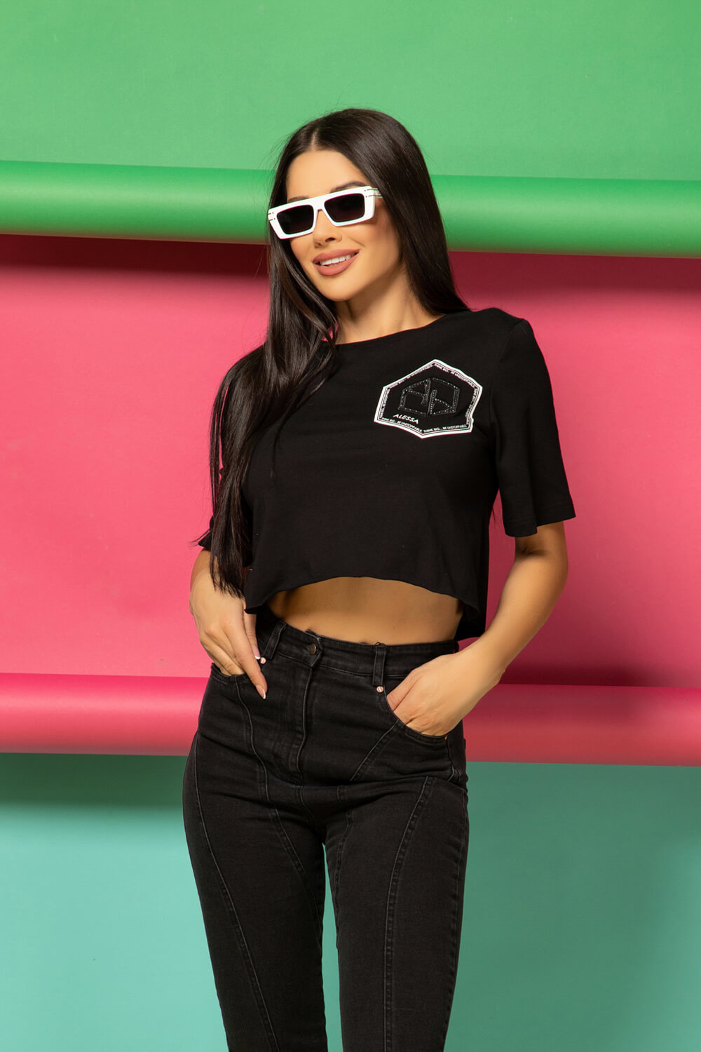 For Your Eyes Only Къс T-Shirt От Памук - Black - Изображение 15