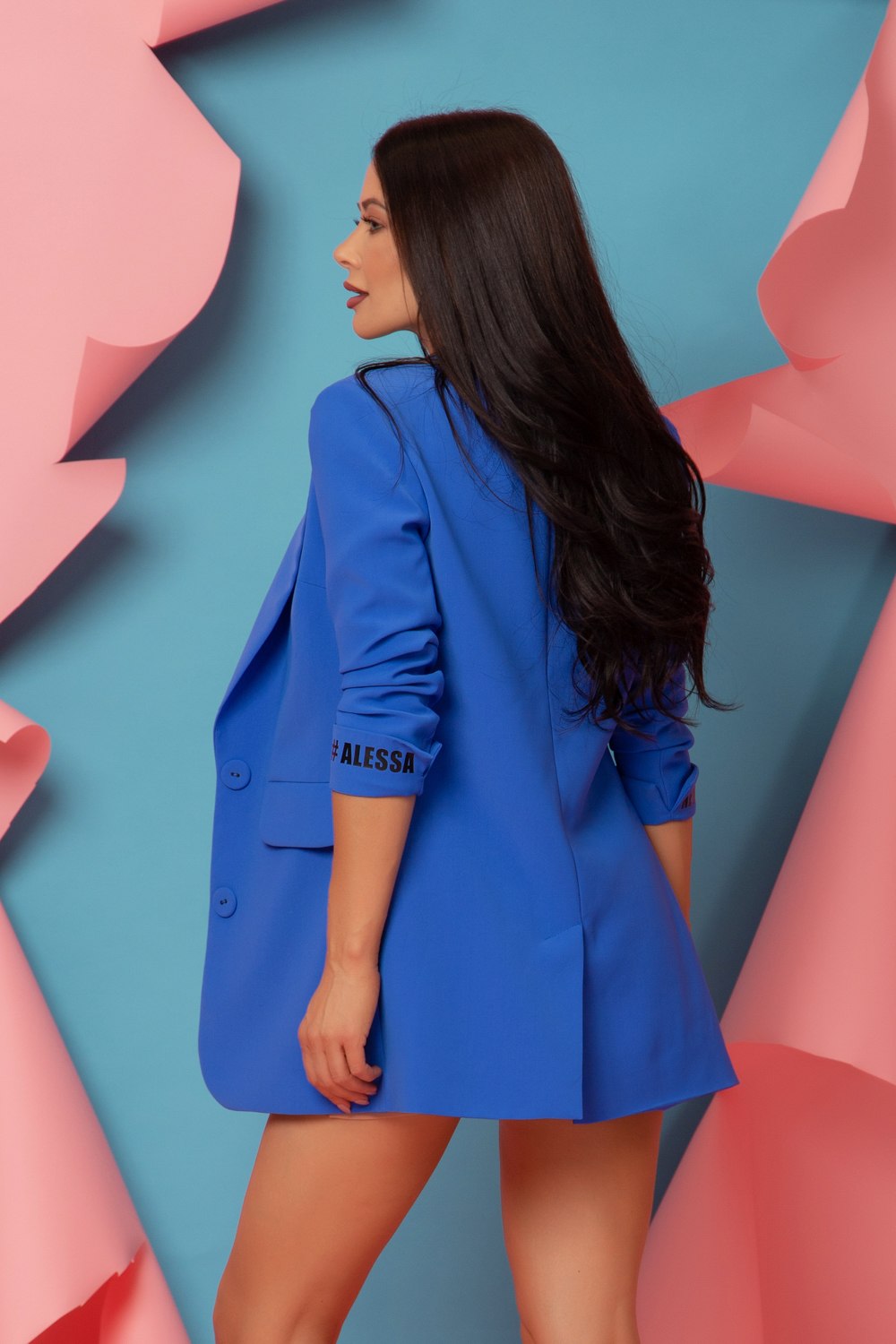 Charm You oversize Блейзър - Син - Изображение 15